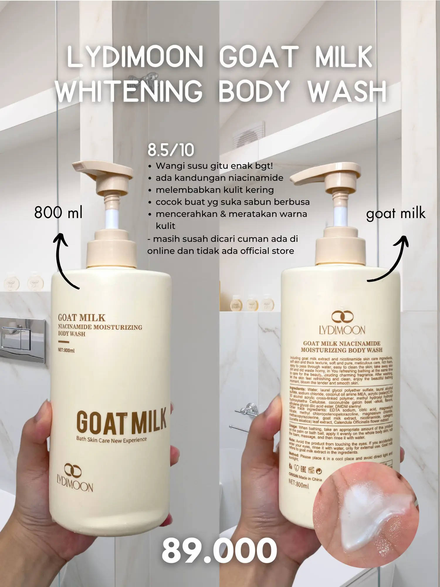 800ML Goat Milk Body Wash Long-Term Whitening Nicotinamide