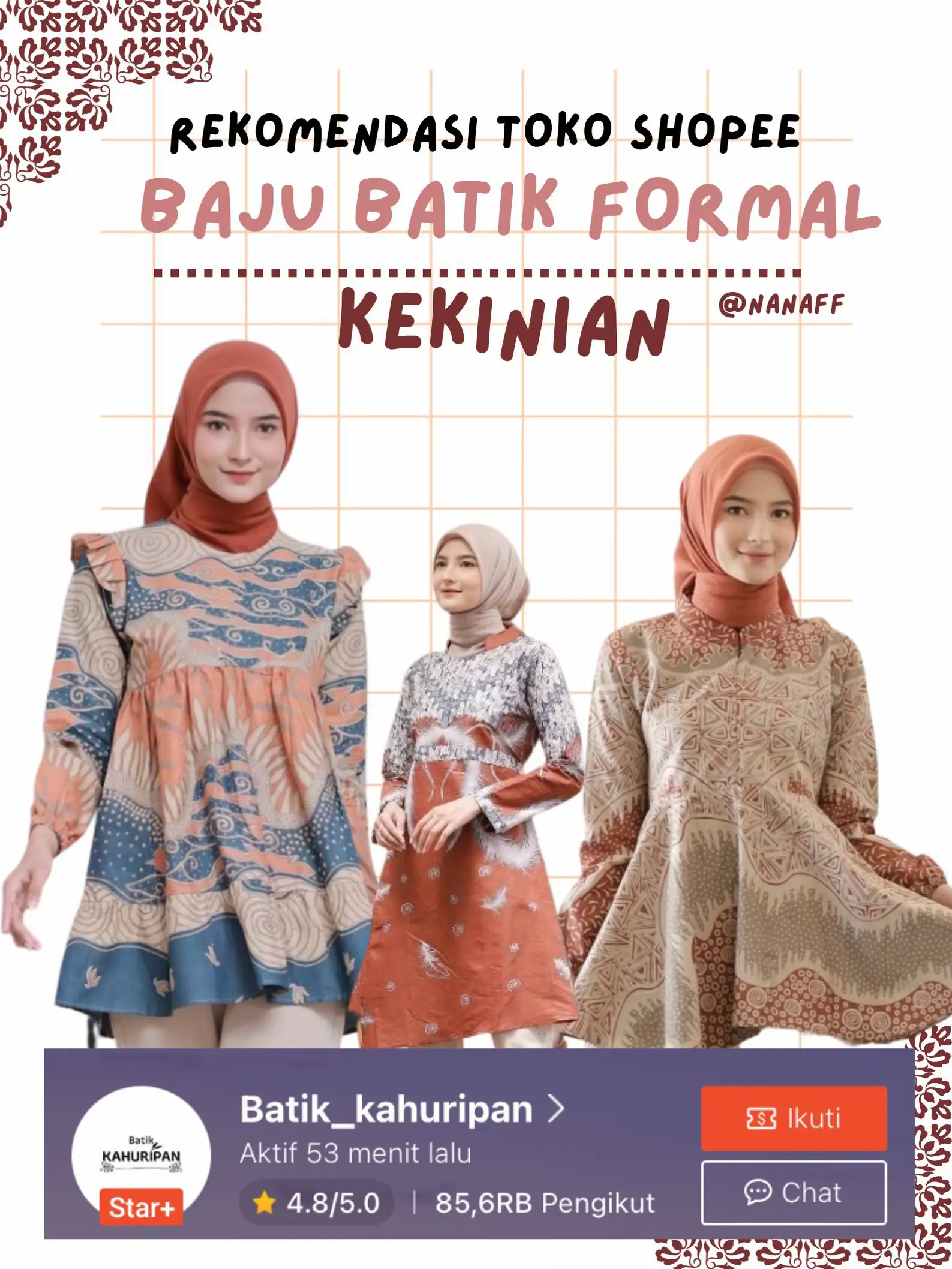 Rekomendasi Toko Baju Batik Under 100k Di Shopee🛍🍋 | Galeri Diposting ...