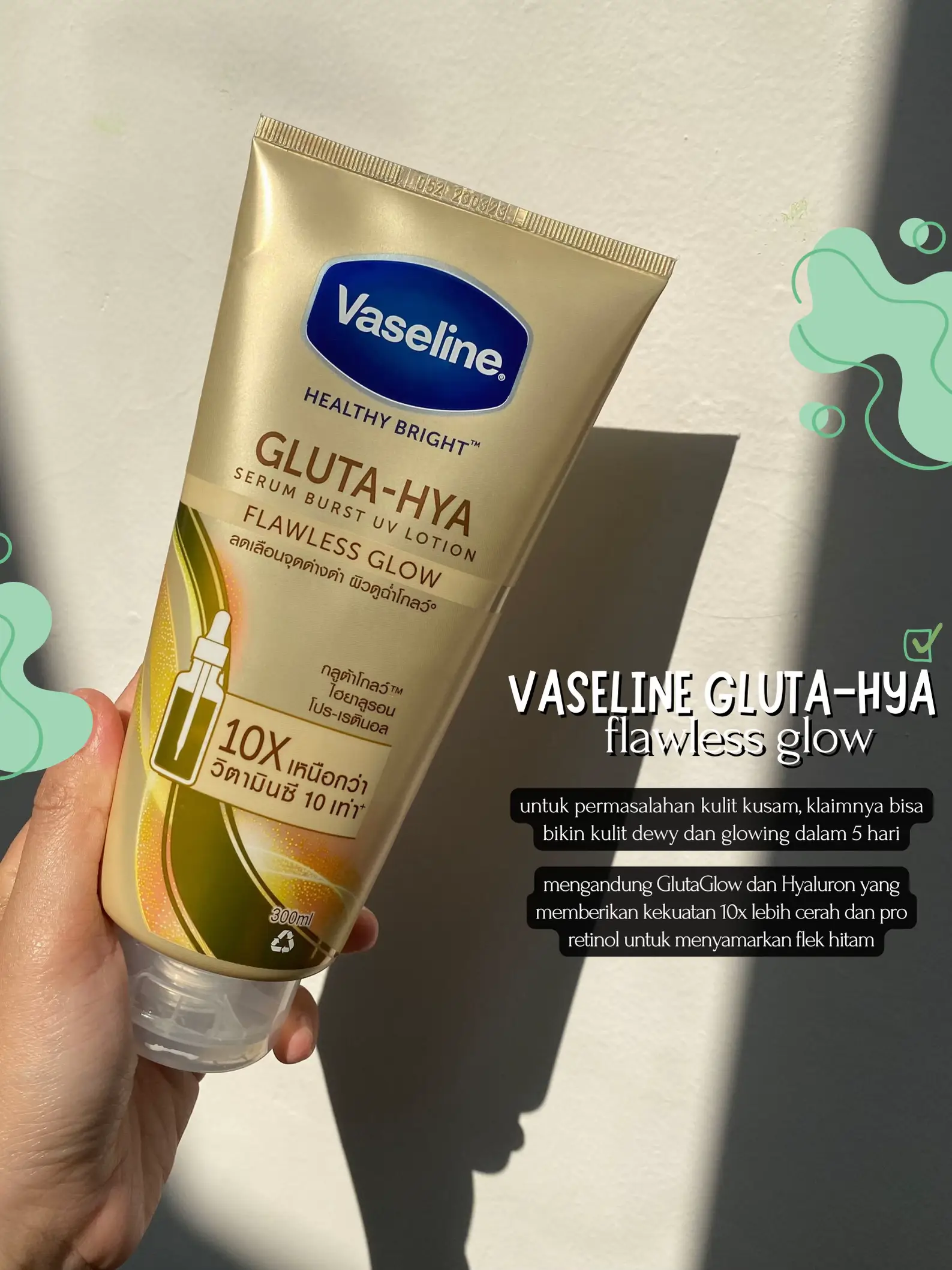 Vaseline Healthy Bright Gluta-Hya Serum Burst UV Lotion Flawless Glow -  300ml