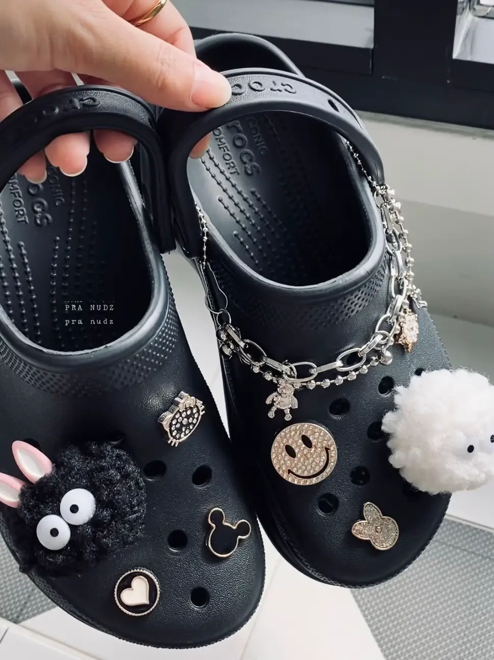 Cute black online crocs