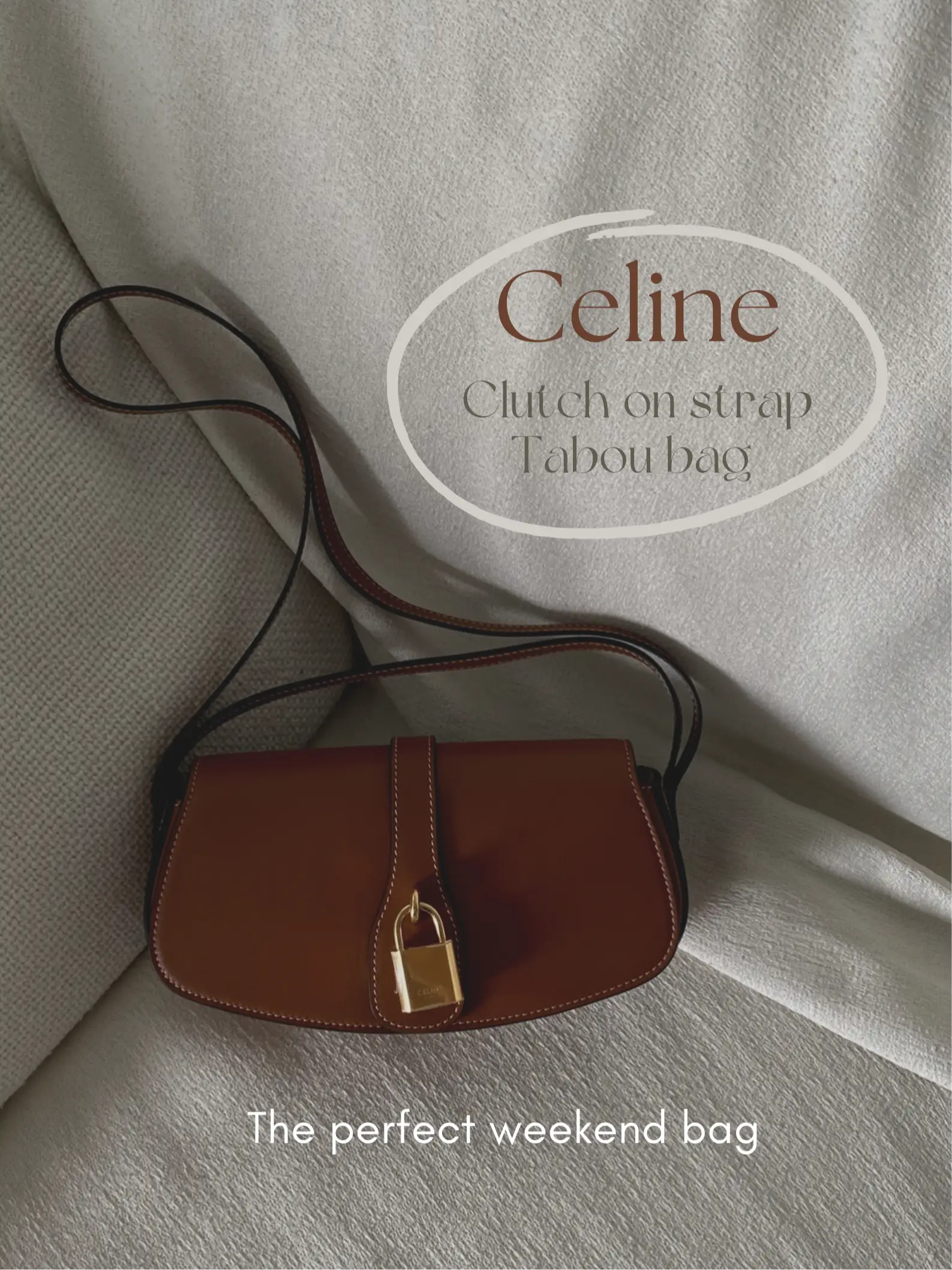 Celine Clutch On Strap Tabou in Brown/Tan