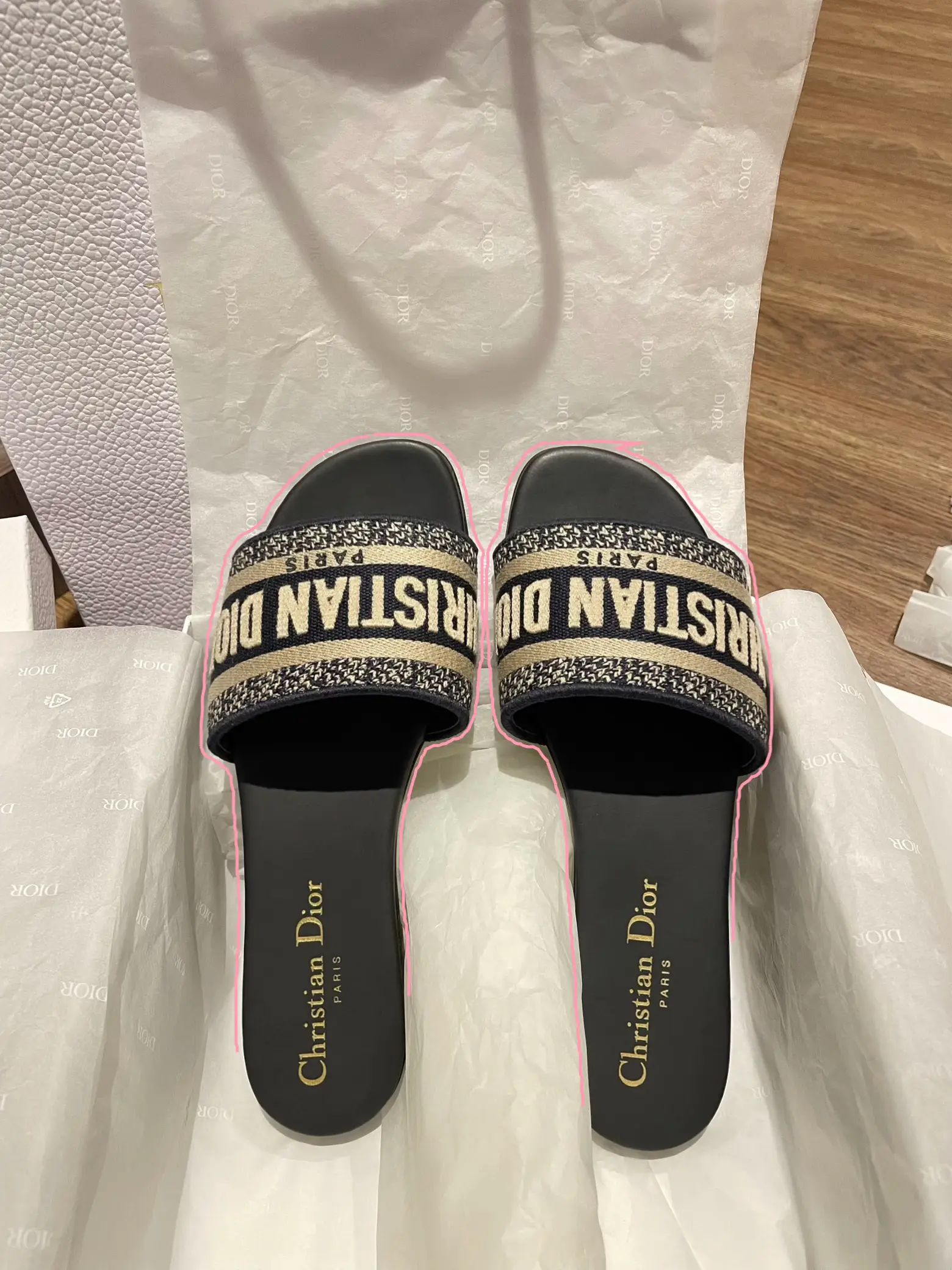 Christian dior gold discount slides