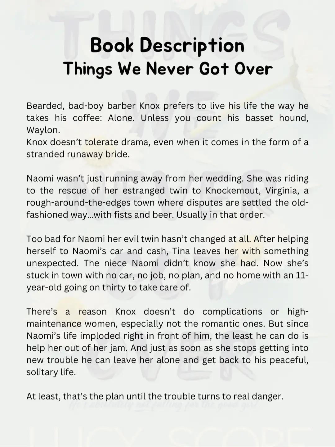 Slick's review ~ Things We Never Got Over by Lucy Score – Simply Love Book  Reviews