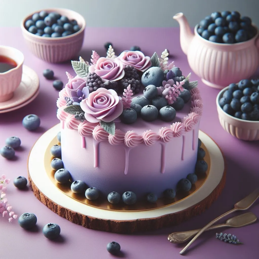 🎂🍰 Cake color violet have blueberry on table 🫐🟣 แกลเลอรีที่โพสต์โดย