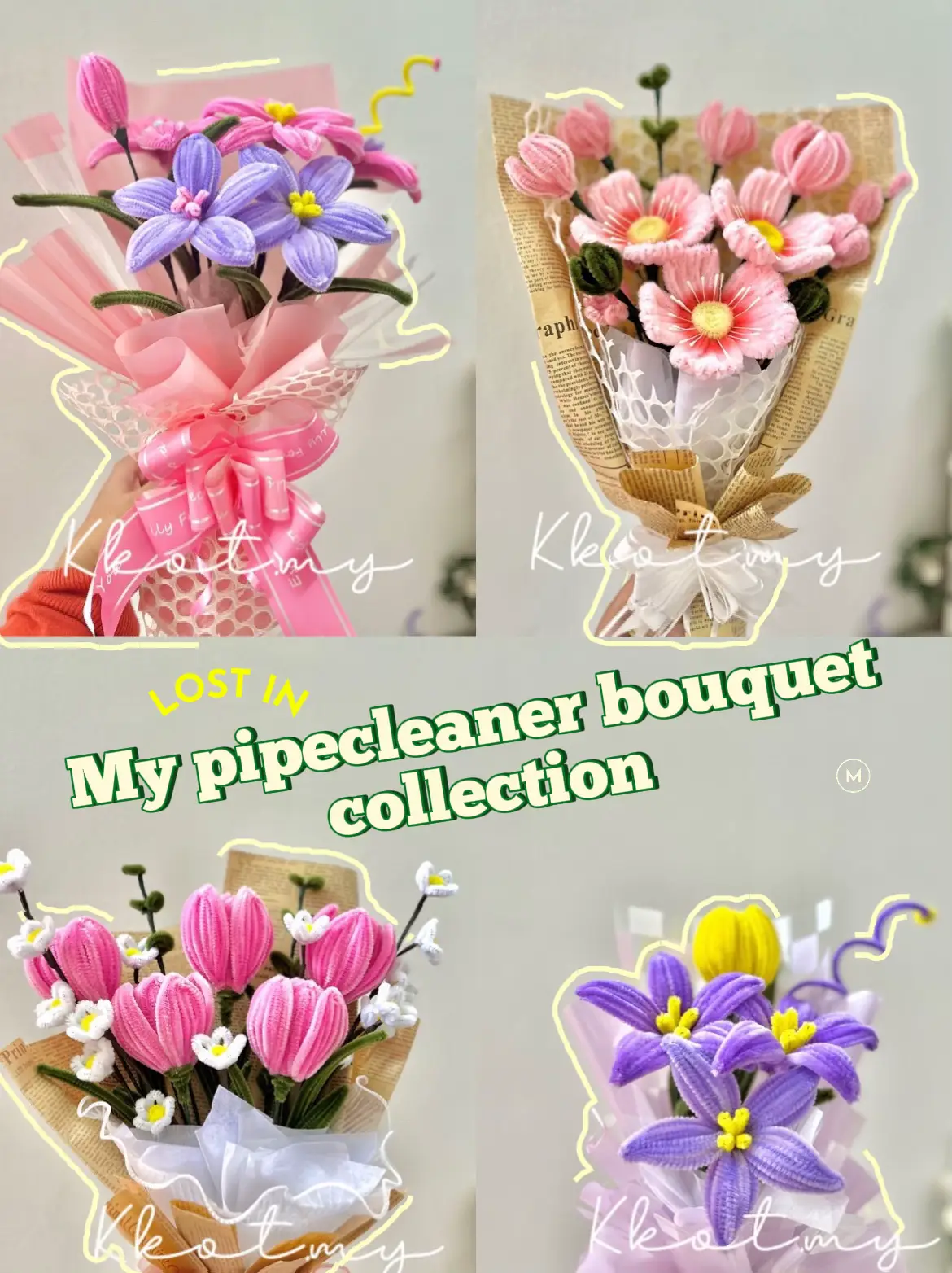 Pink pipecleaner flowers tutorial ✨✨💗#handmade #diy#foryou #flowers , Crochet Flower Bouquet