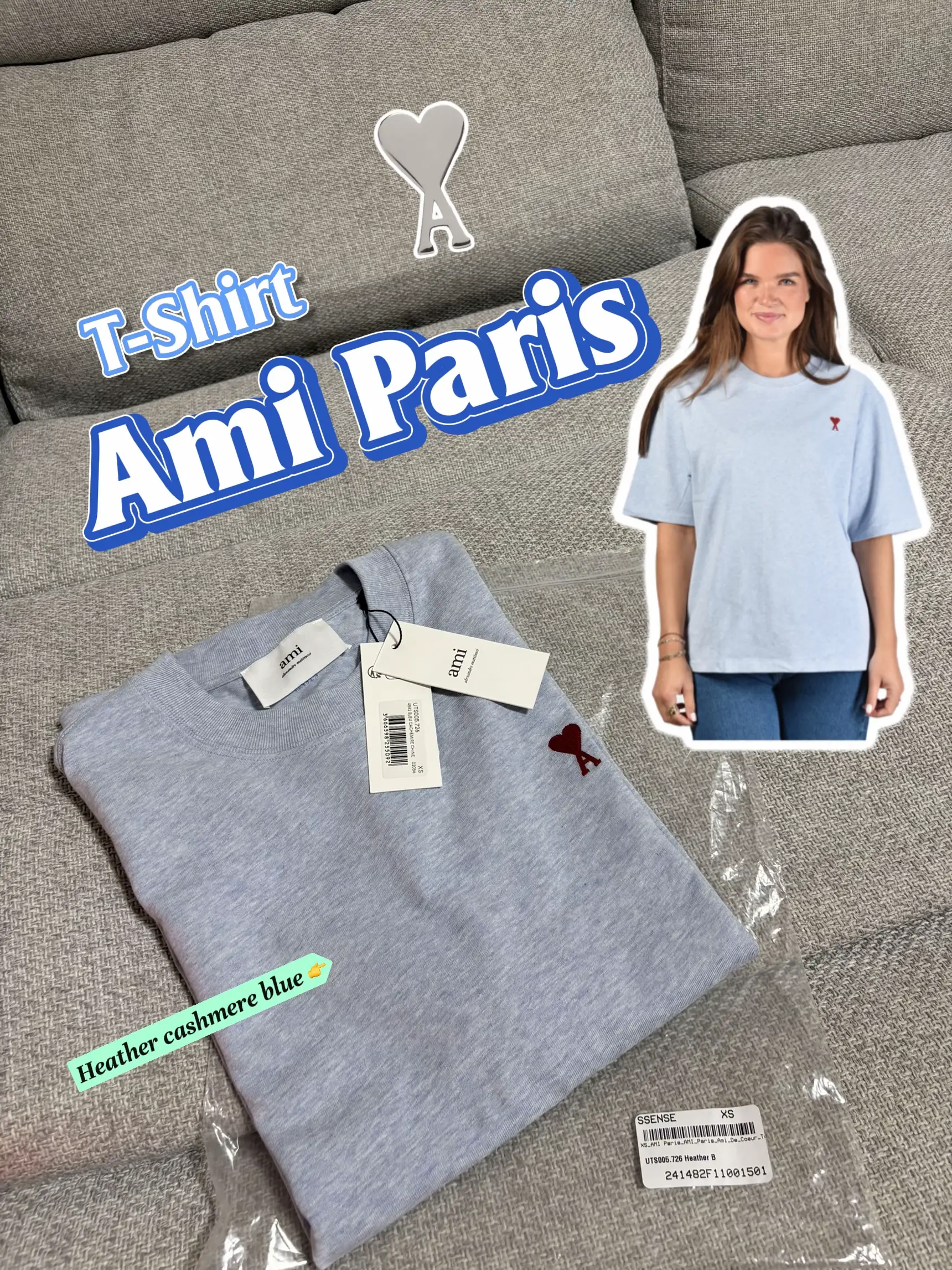 Ami ParisカシミアブルーTシャツ 👕💙 | Pandaが投稿したフォトブック | Lemon8