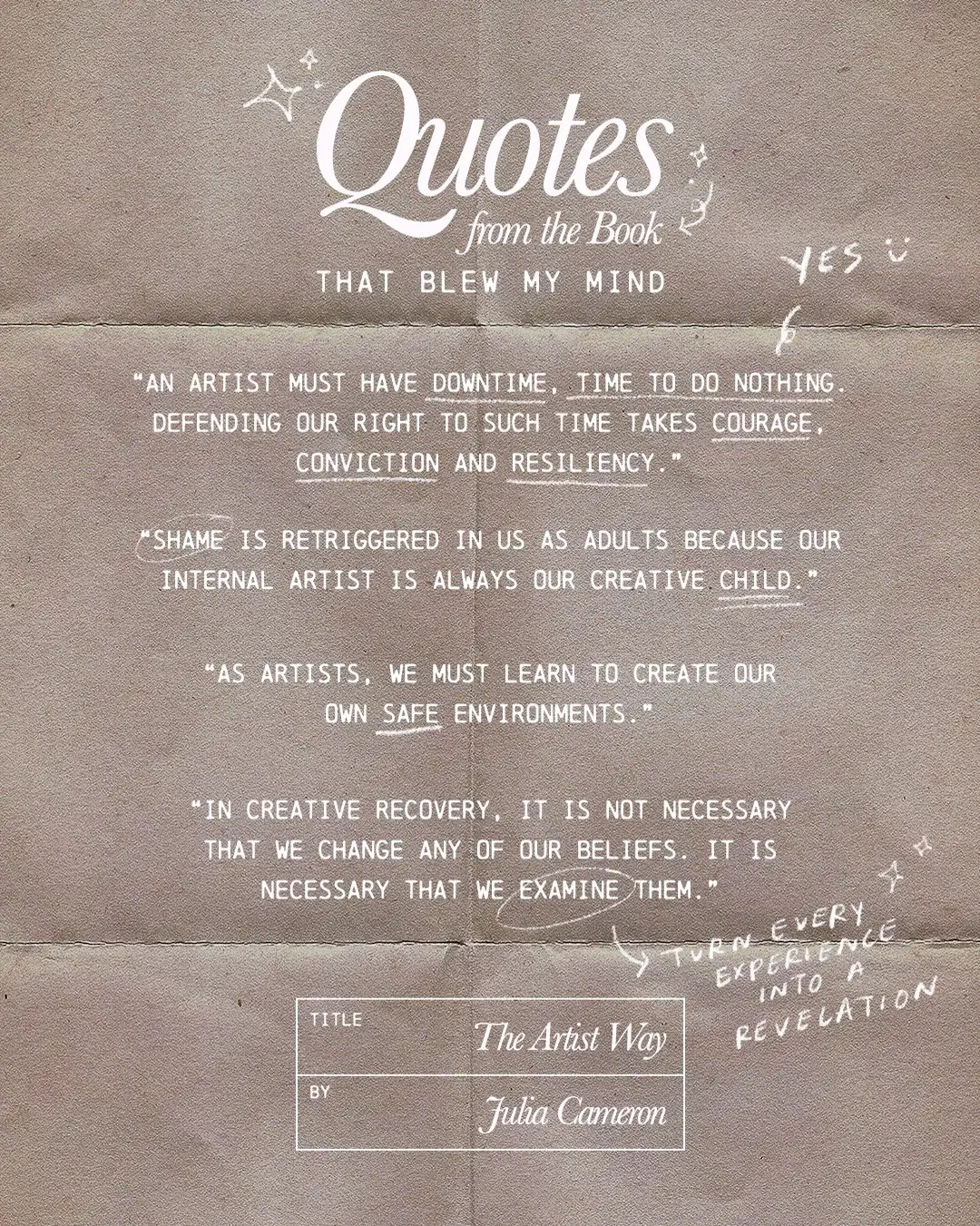 Book Quotes — The Artist's Way. This book is written by Julia