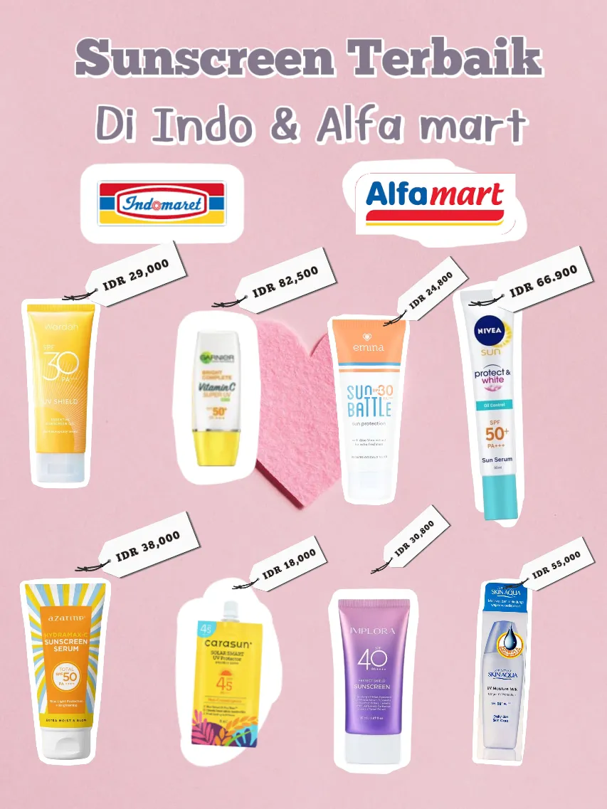 SUNSCREEN FAVORIT YANG DI JUAL DI INDOMARET Galeri diposting oleh pikapikss Lemon8