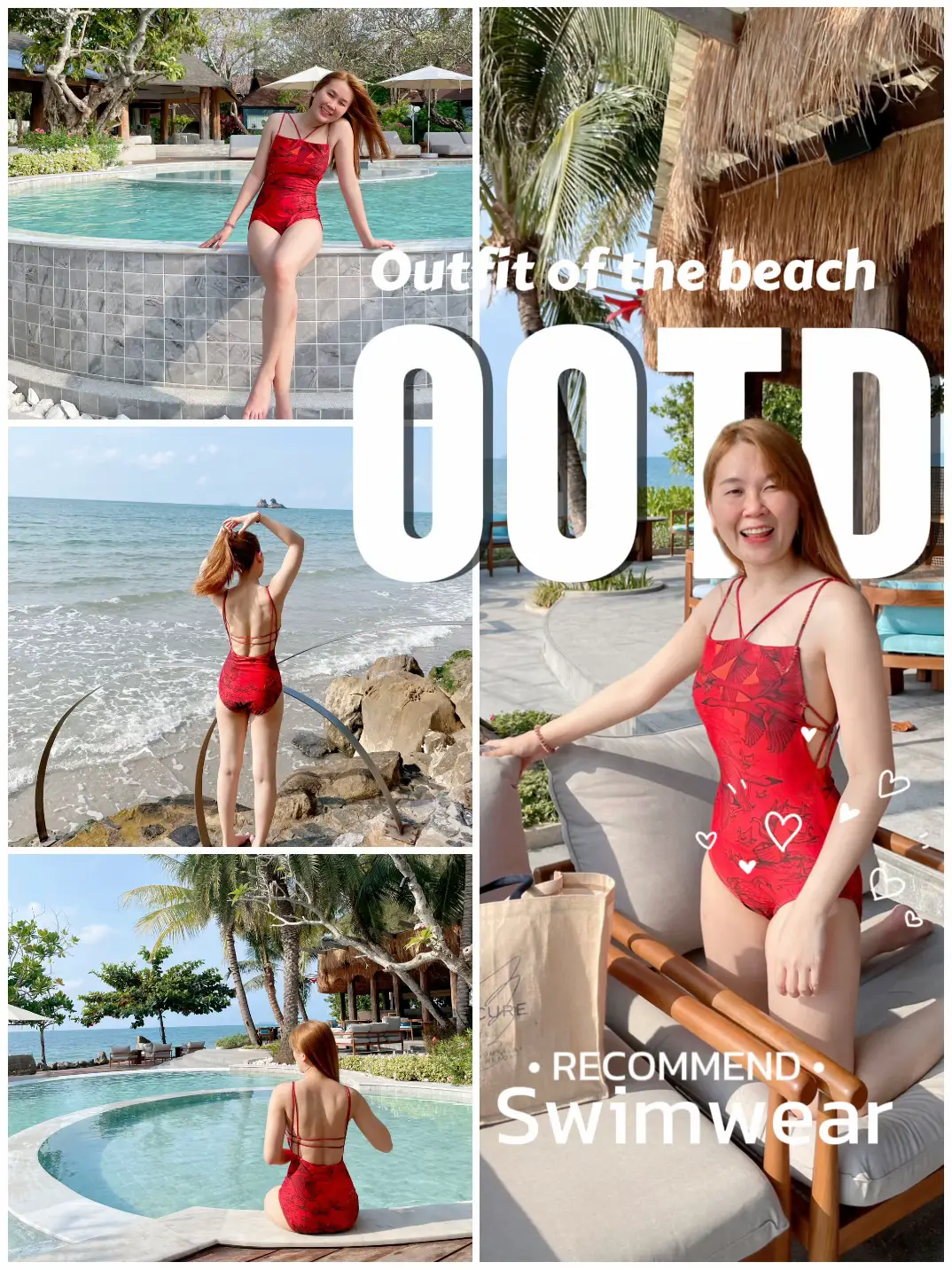 OOTD BEACH Cute Swimsuit Pill Label. Worn and Wery Jung. No porn