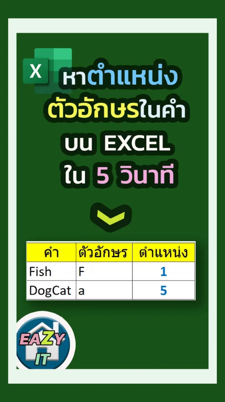 How to หาตำแหน่งตัวอักษรในคำ บน Excel | วิดีโอที่เผยแพร่โดย EazyIT | Lemon8