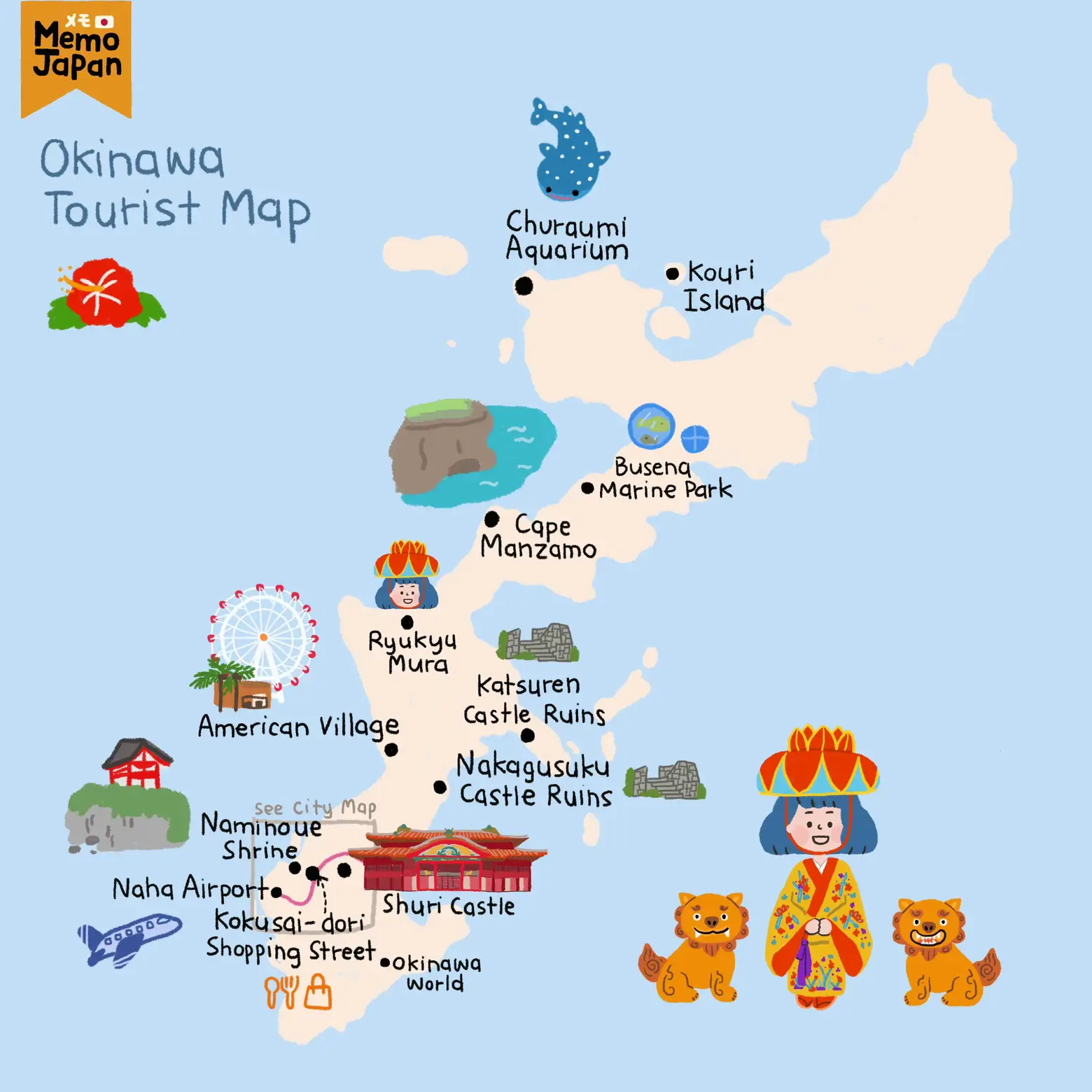 แผนที่เที่ยว Okinawa | แกลเลอรีที่โพสต์โดย Memo メモ Japan | Lemon8