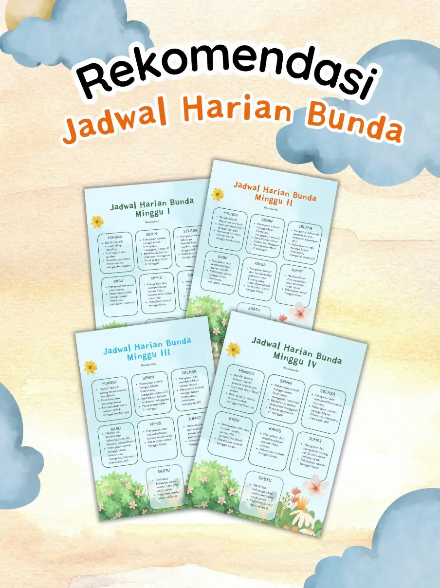 Rekomendasi Jadwal Harian Bunda | Galeri diposting oleh Aas Sania | Lemon8