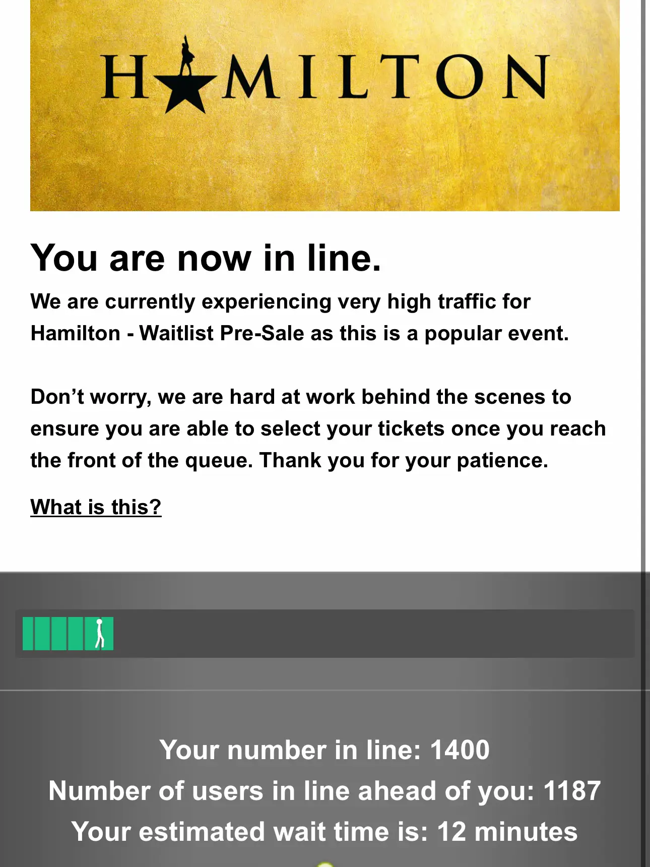 Hamilton presale ticket outlet code