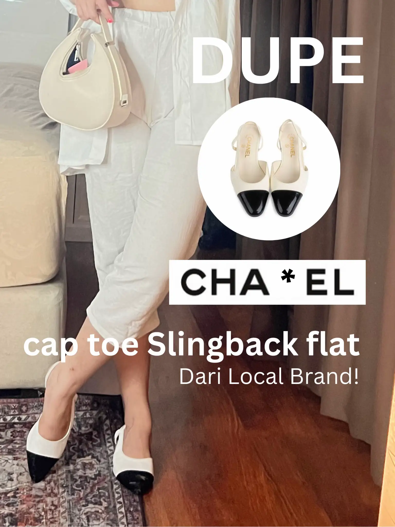 review dupe Chane* Cap toe Slingback Flat!