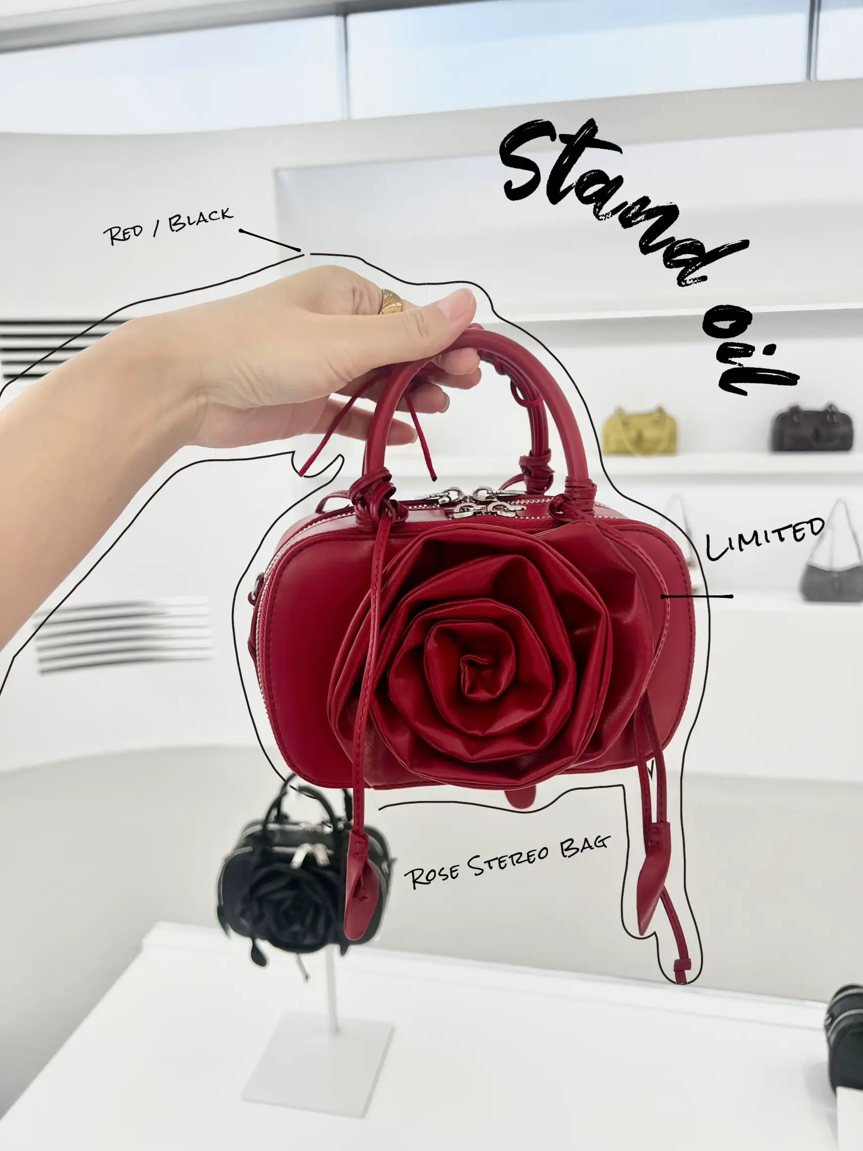 美品　stand oil rose stereo bag スタンドオイル バッグ stand oil rose stereo bag スタンドオイル ローズバッグ