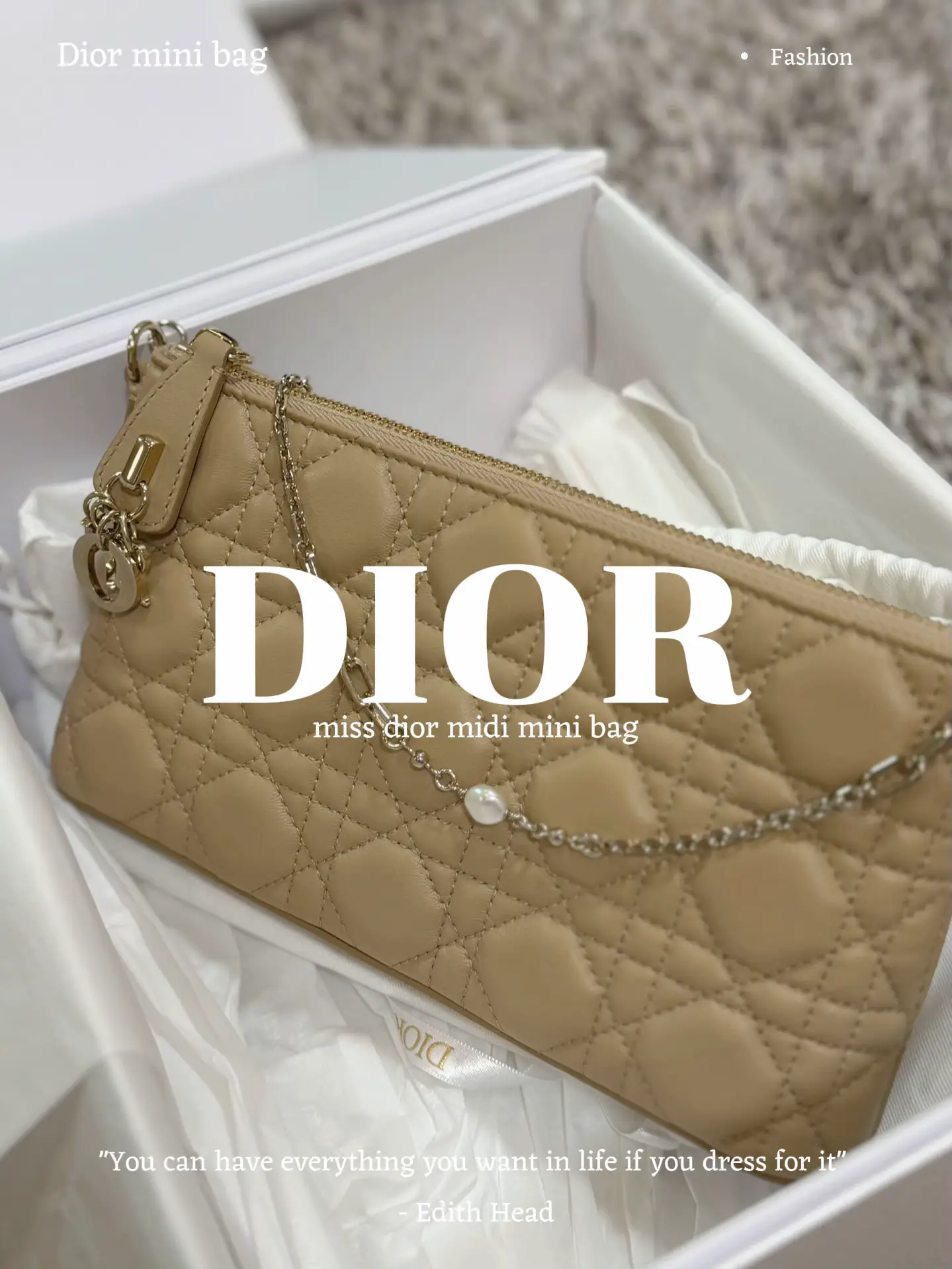 Miss Dior Midi Mini Bag Biscuit Cannage Lambskin