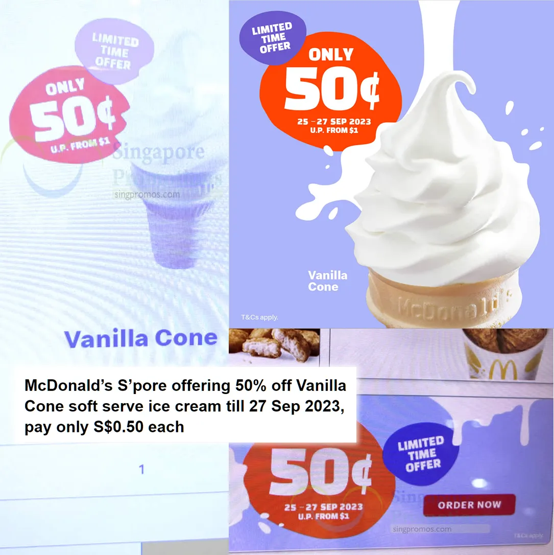 50% off Mcd Vanilla Cone, U.P. fr S$1 each! 😍😱's images(0)