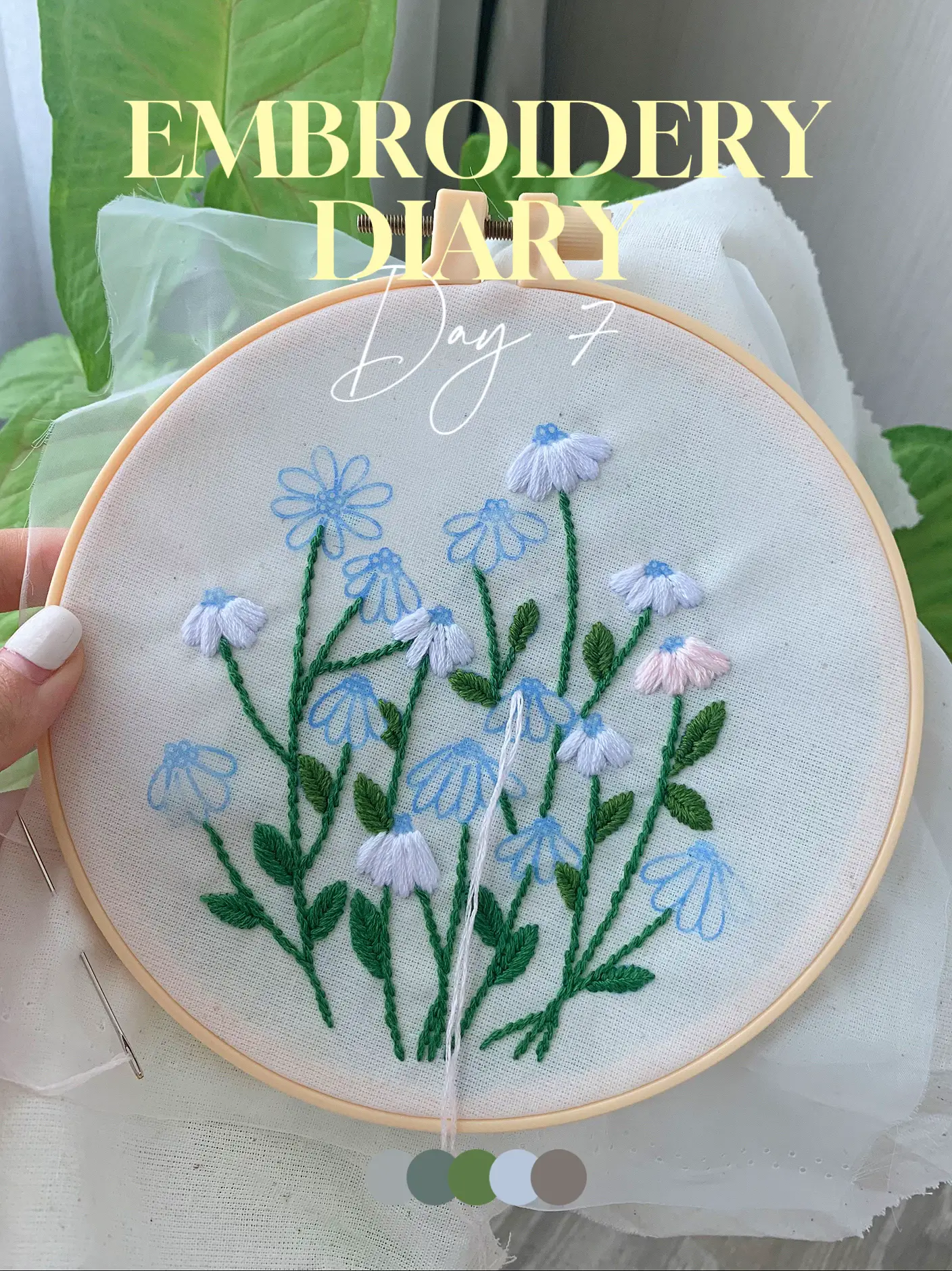 ハンドメイド☆刺繍 ブローチ ヘアゴム☆レモン リース（刺繍