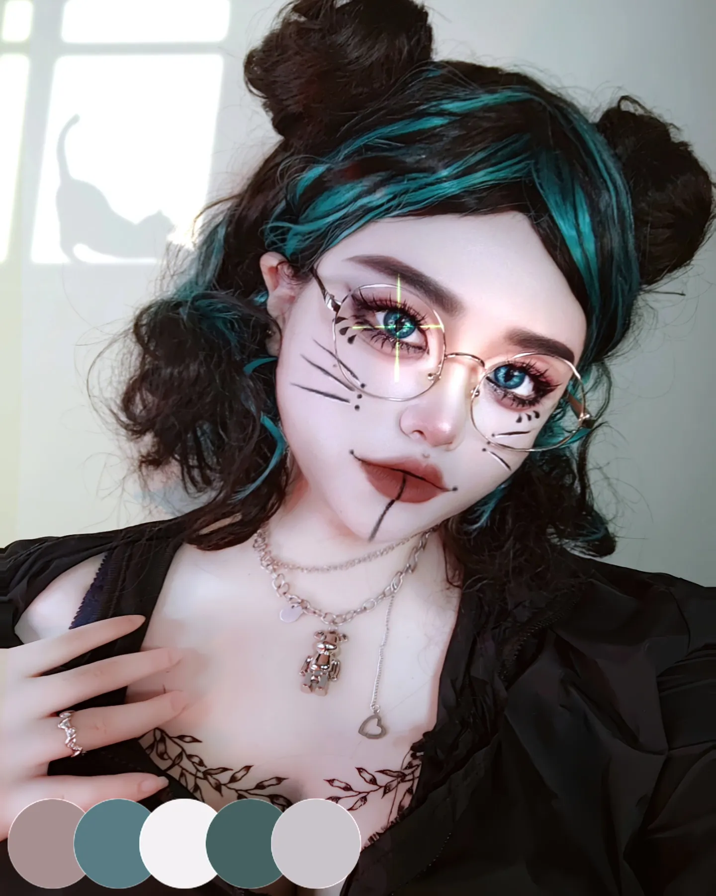 Dark Cat Eye Cyberpunk Makeup Look