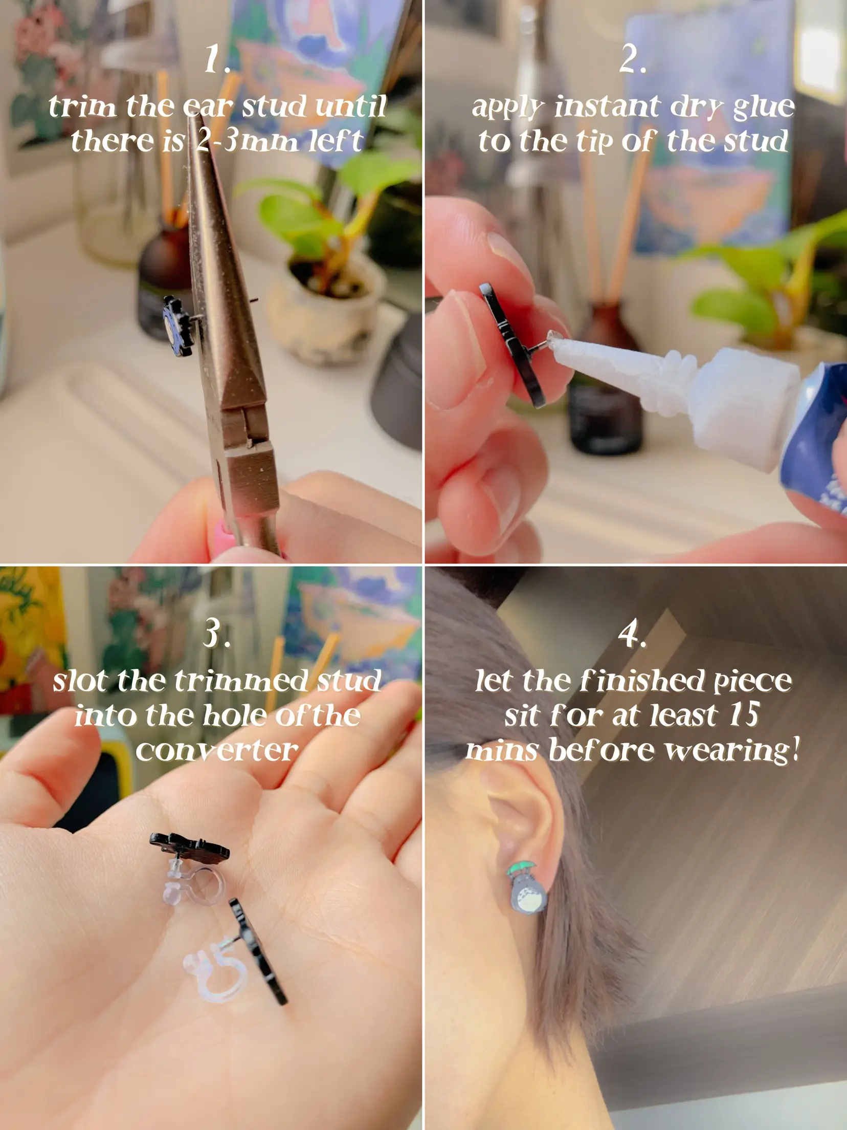 How to convert ear studs to clip-on's 🤍🫶🏻🌷, Gallery posted by Arielle