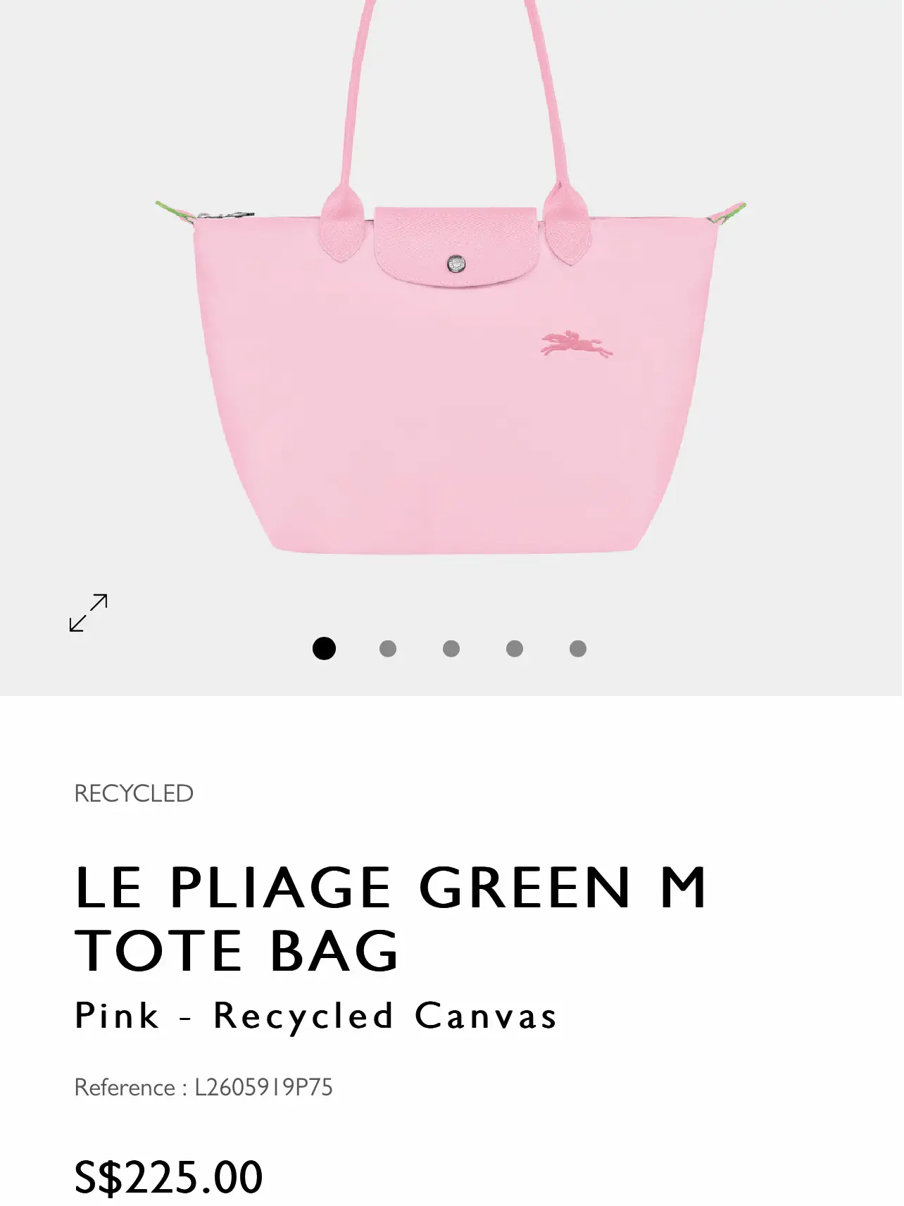 Longchamp Small Le Pliage Green Recycled Canvas Top Handle Bag in Pink