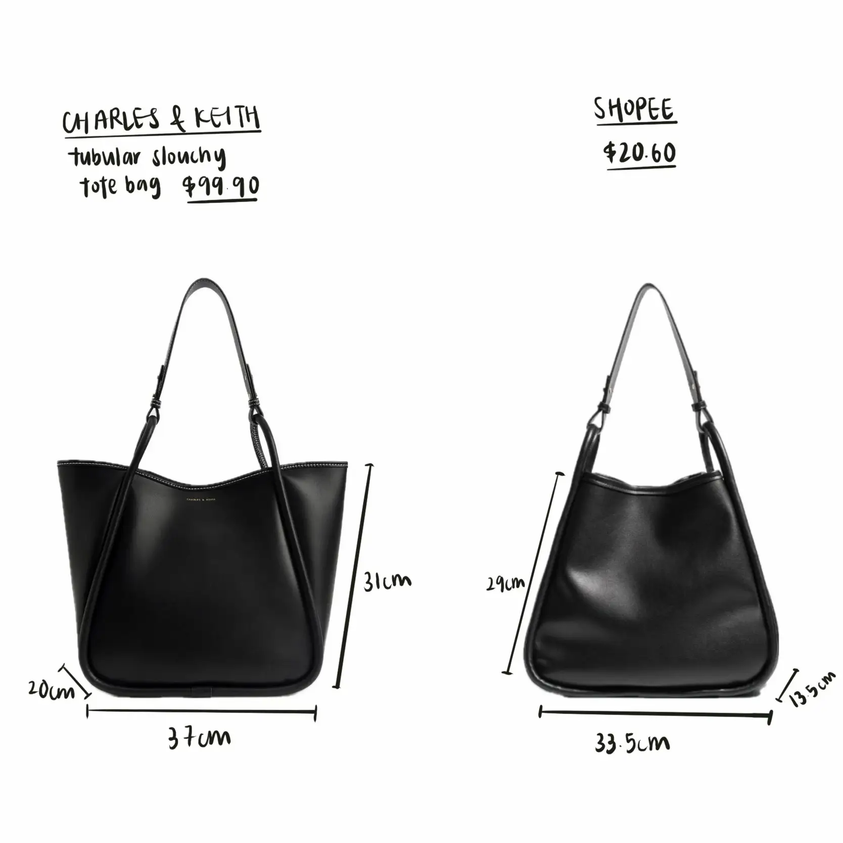 Charles and keith bag size chart sale