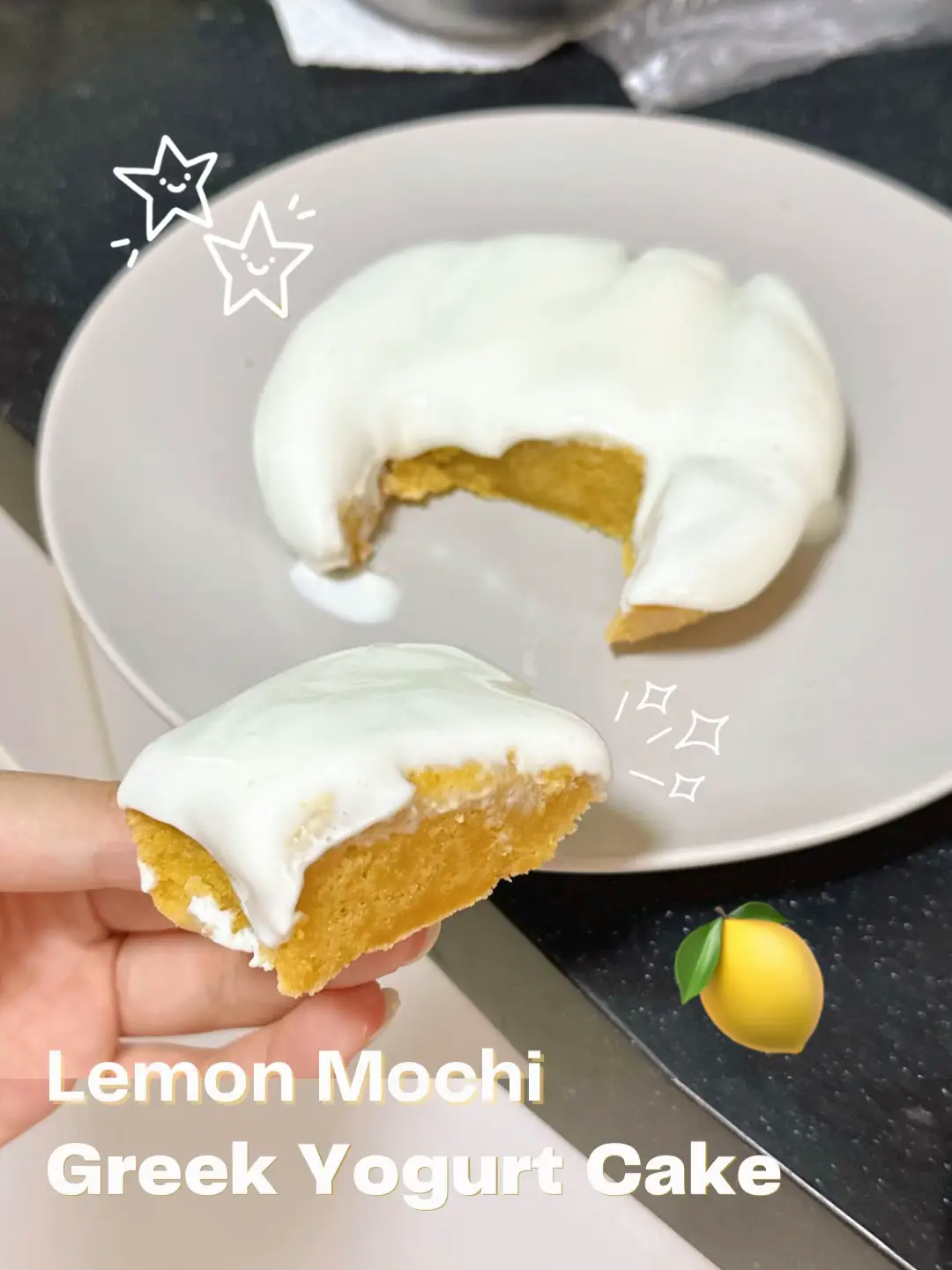 LOW CAL 🍋 Lemon Greek Yogurt Mochi Cake 's images