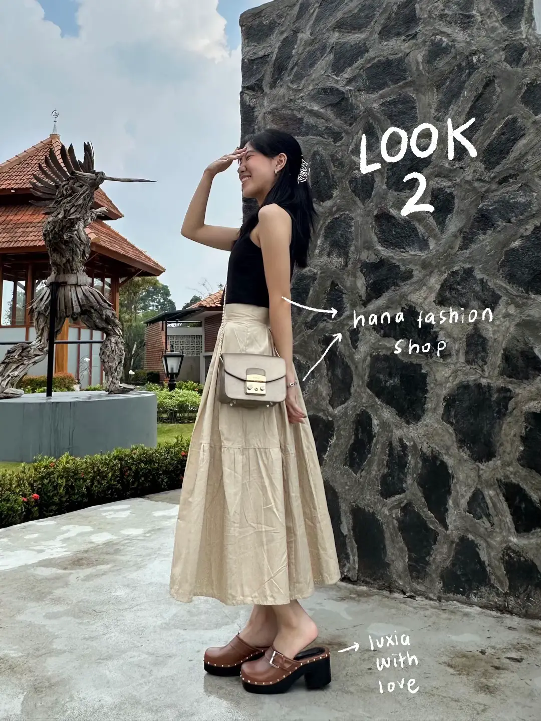 Long beige skirt outfits best sale