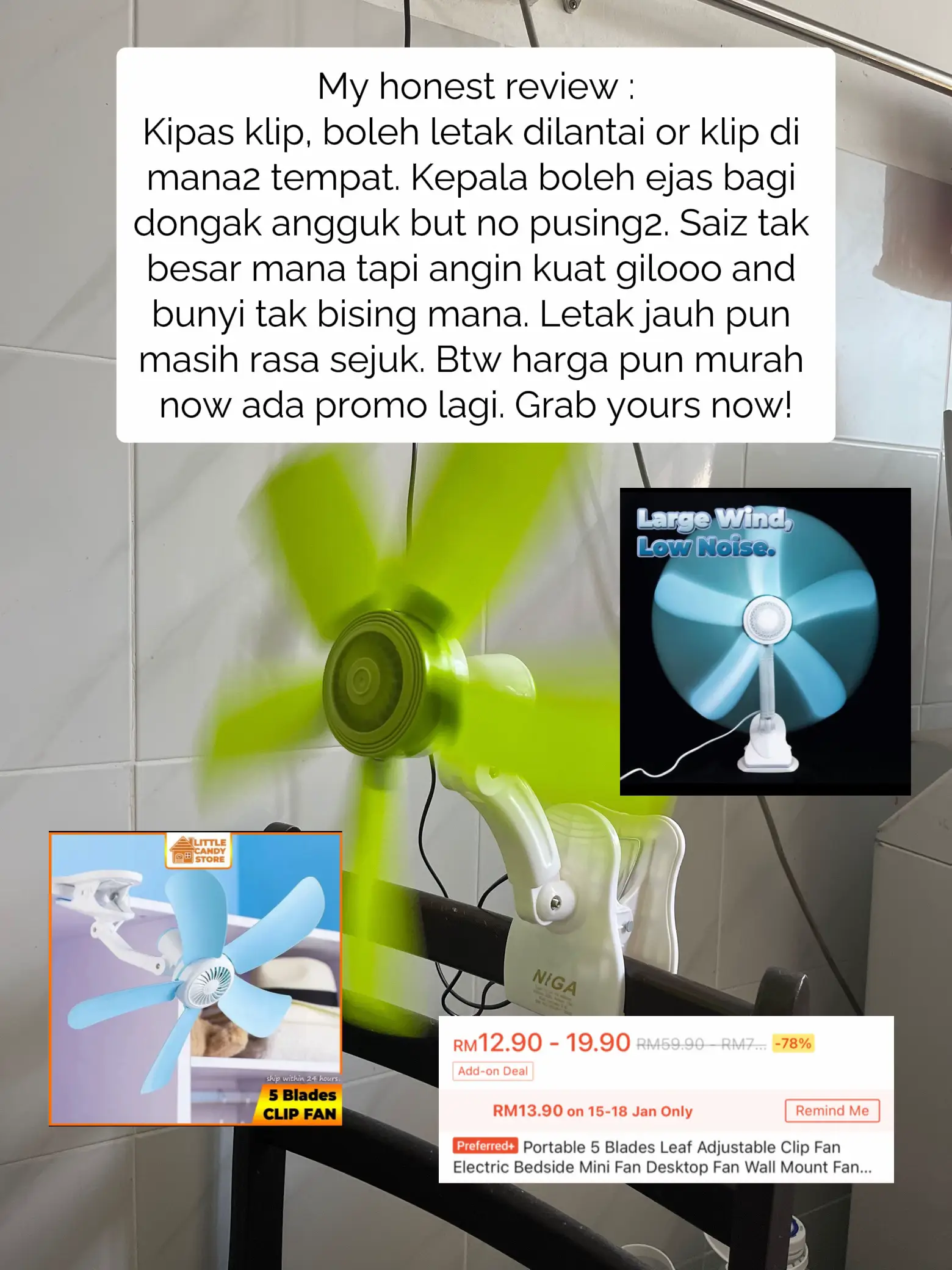 Review no paid on cheap Clip Fan 🌬️💨 | Galeri disiarkan oleh Lia 👒 |  Lemon8