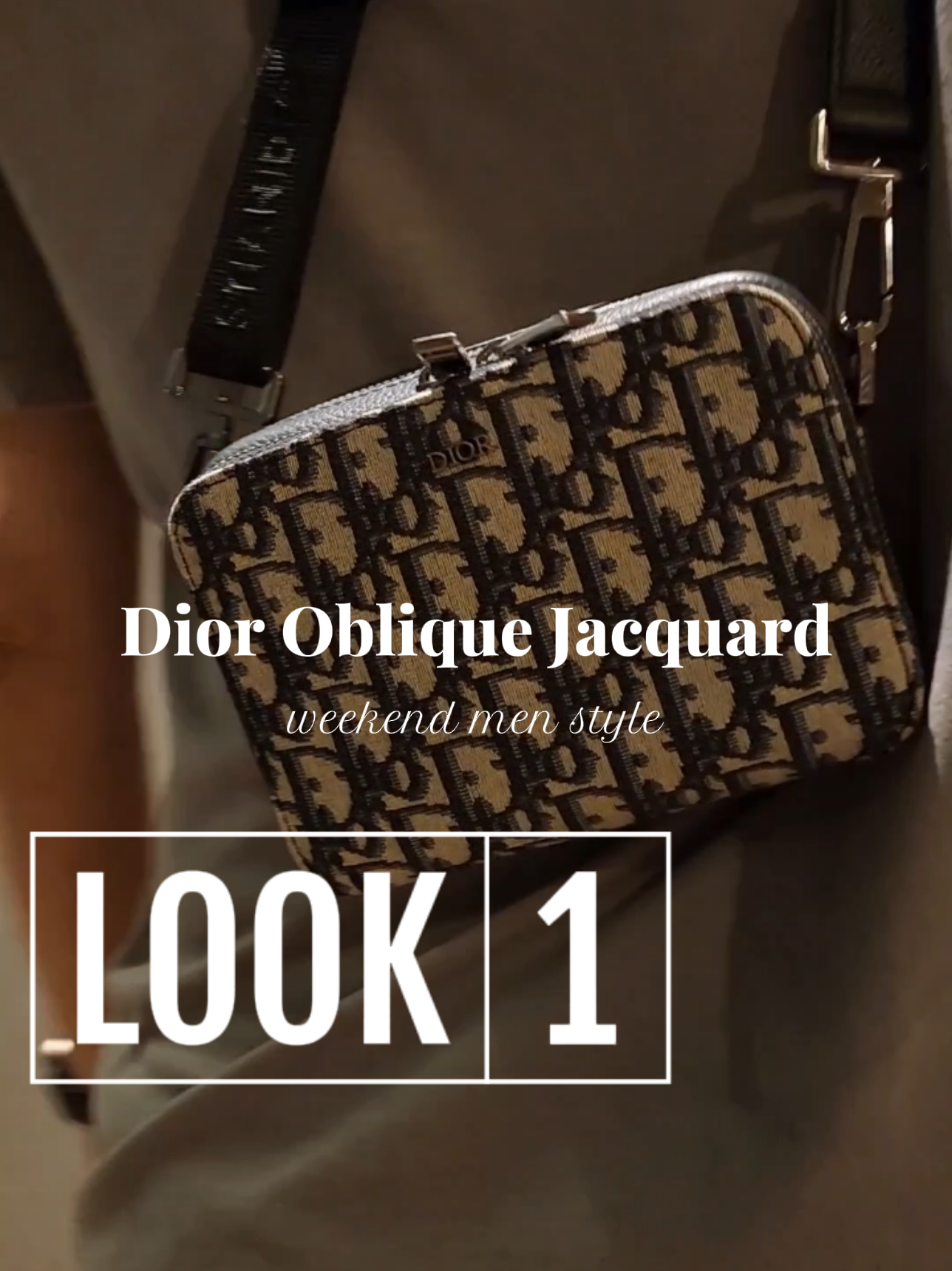 Dior - Mini Rider Sling Bag Beige and Black Dior Oblique Jacquard - Men
