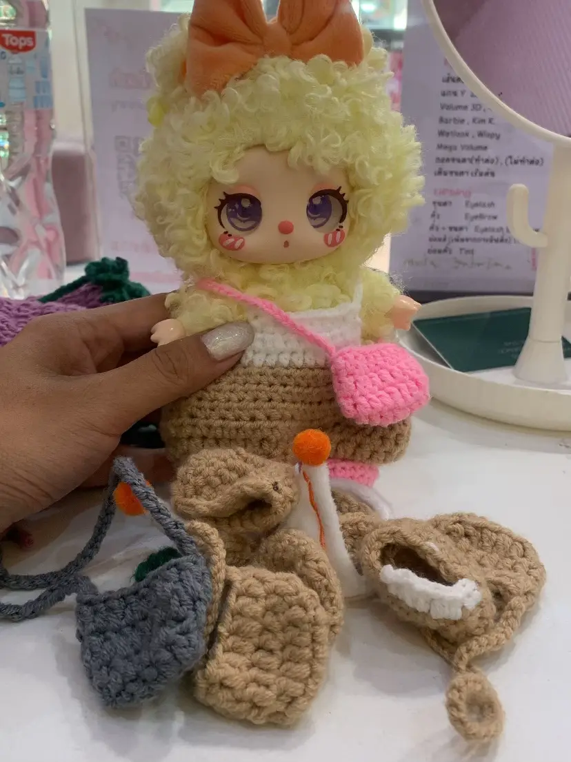 ころりんバック 黒白チェック グラニーバッグ フリース（コットン・綿  