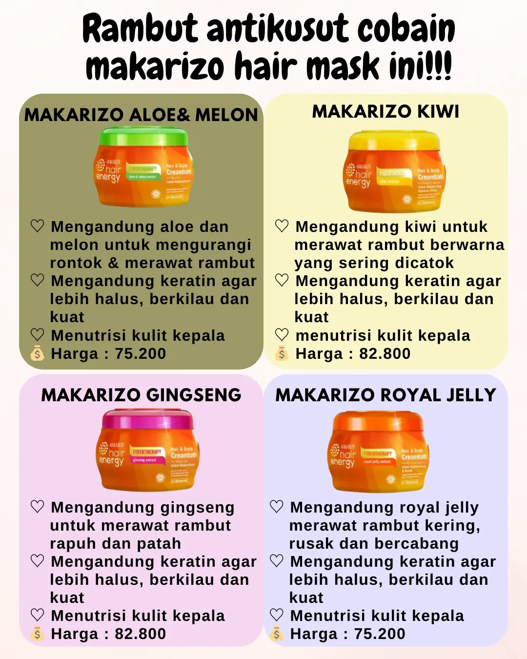 makarizo hair mask ( creambath) แกลเลอรีที่โพสต์โดย Skincare Cewe💃