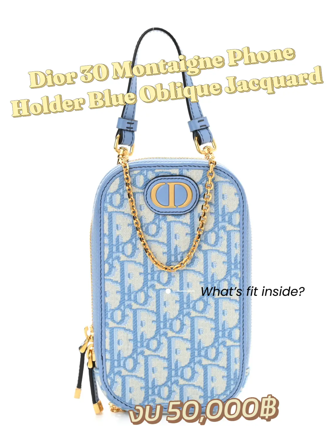 30 Montaigne Phone Holder Blue Dior Oblique Jacquard