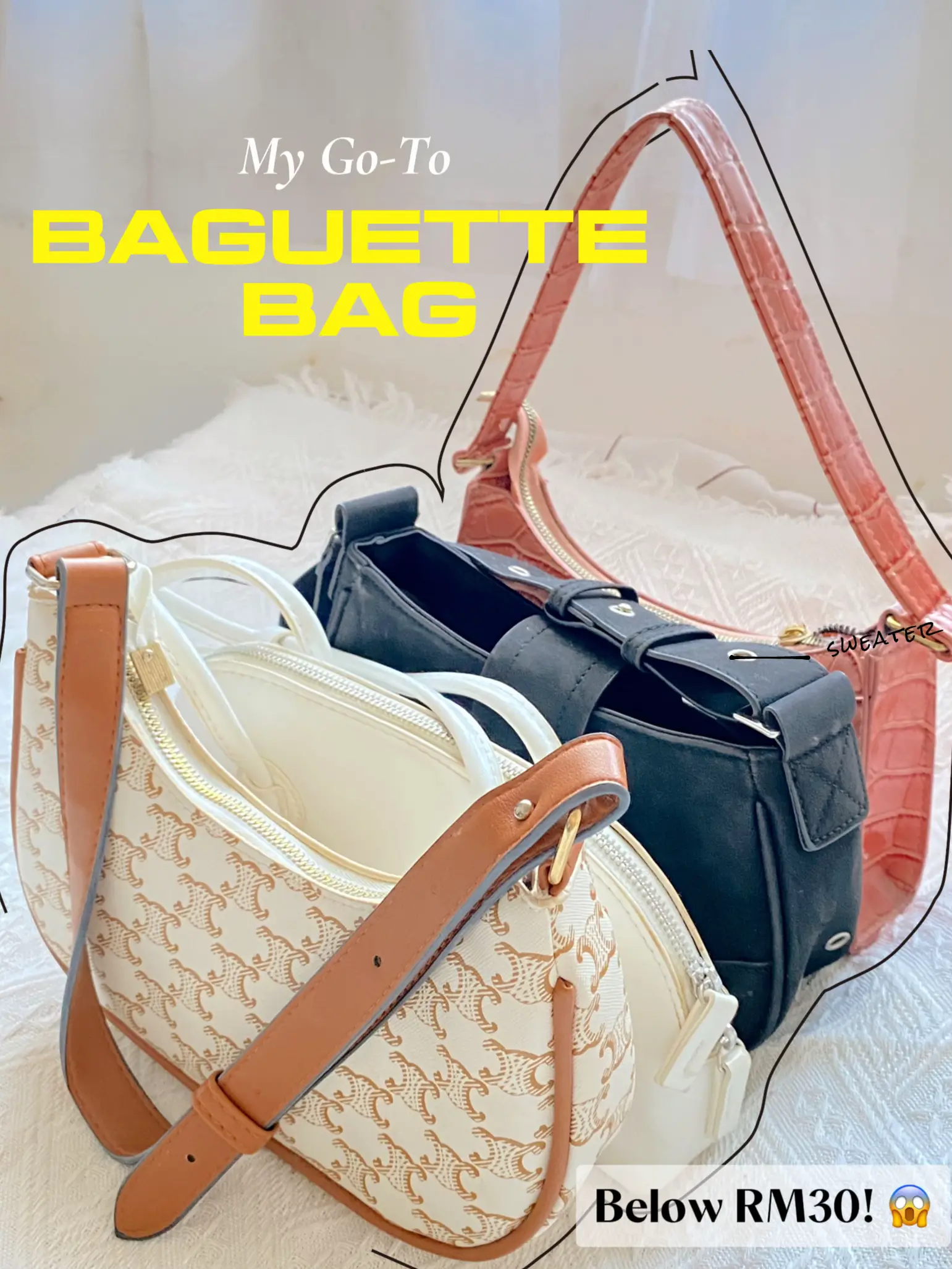 Fashionable Solid Color Minimalist Personality Strap Design Commuter Single Shoulder  Baguette Bag