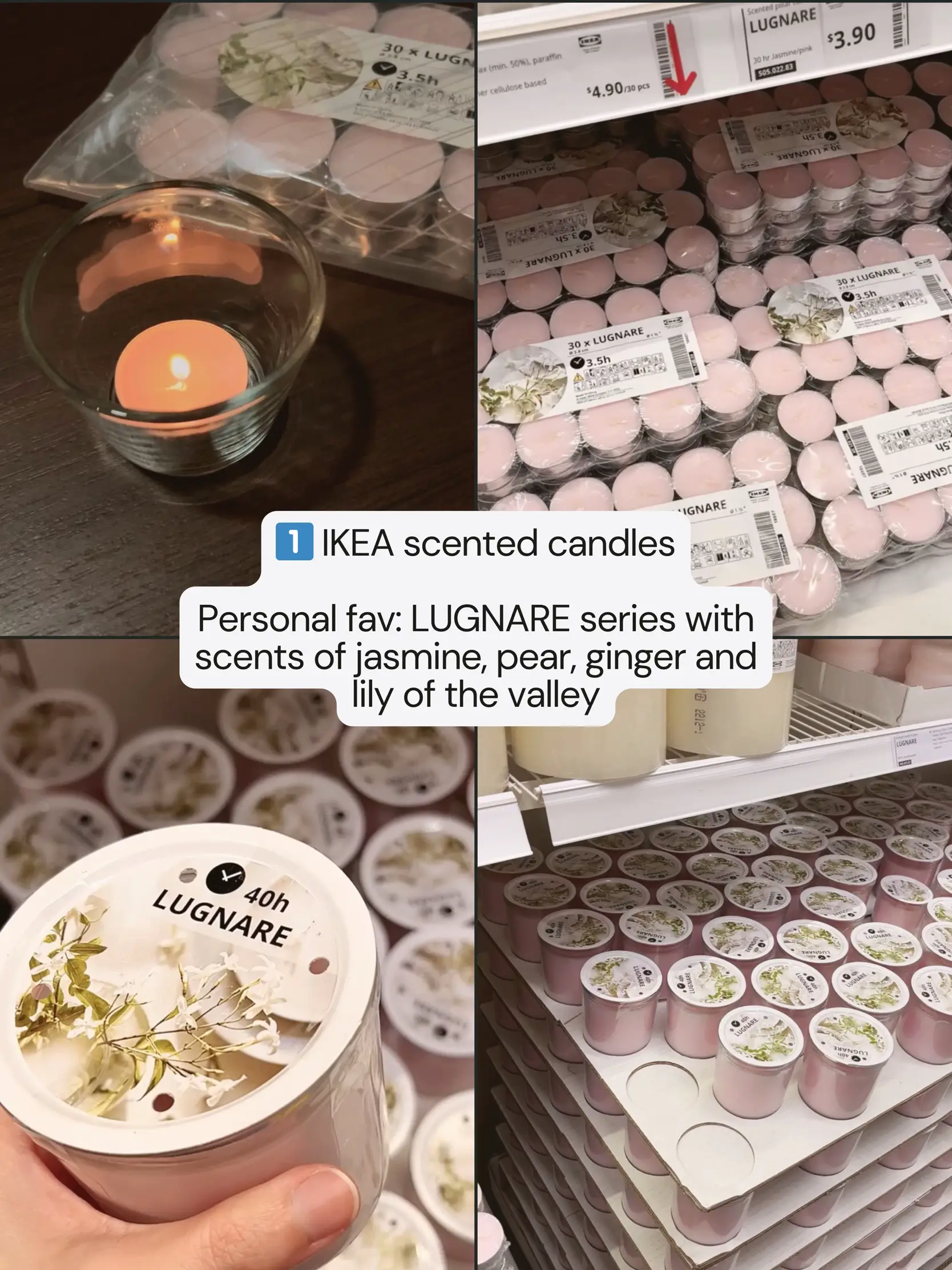 LUGNARE scented pillar candle Jasmine/pink - IKEA