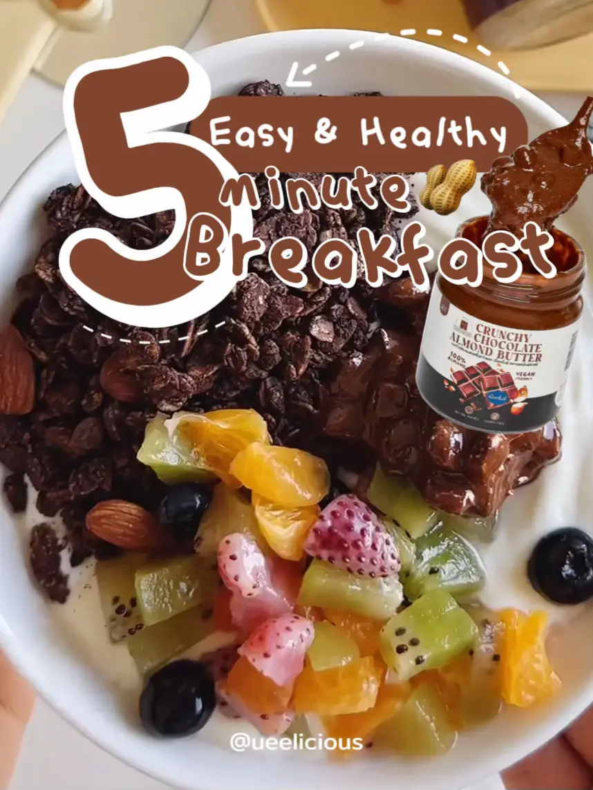 Easy&Healthy Almond Butter Yogurt Bowl 🥣 🥝🍒 วิดีโอที่เผยแพร่โดย
