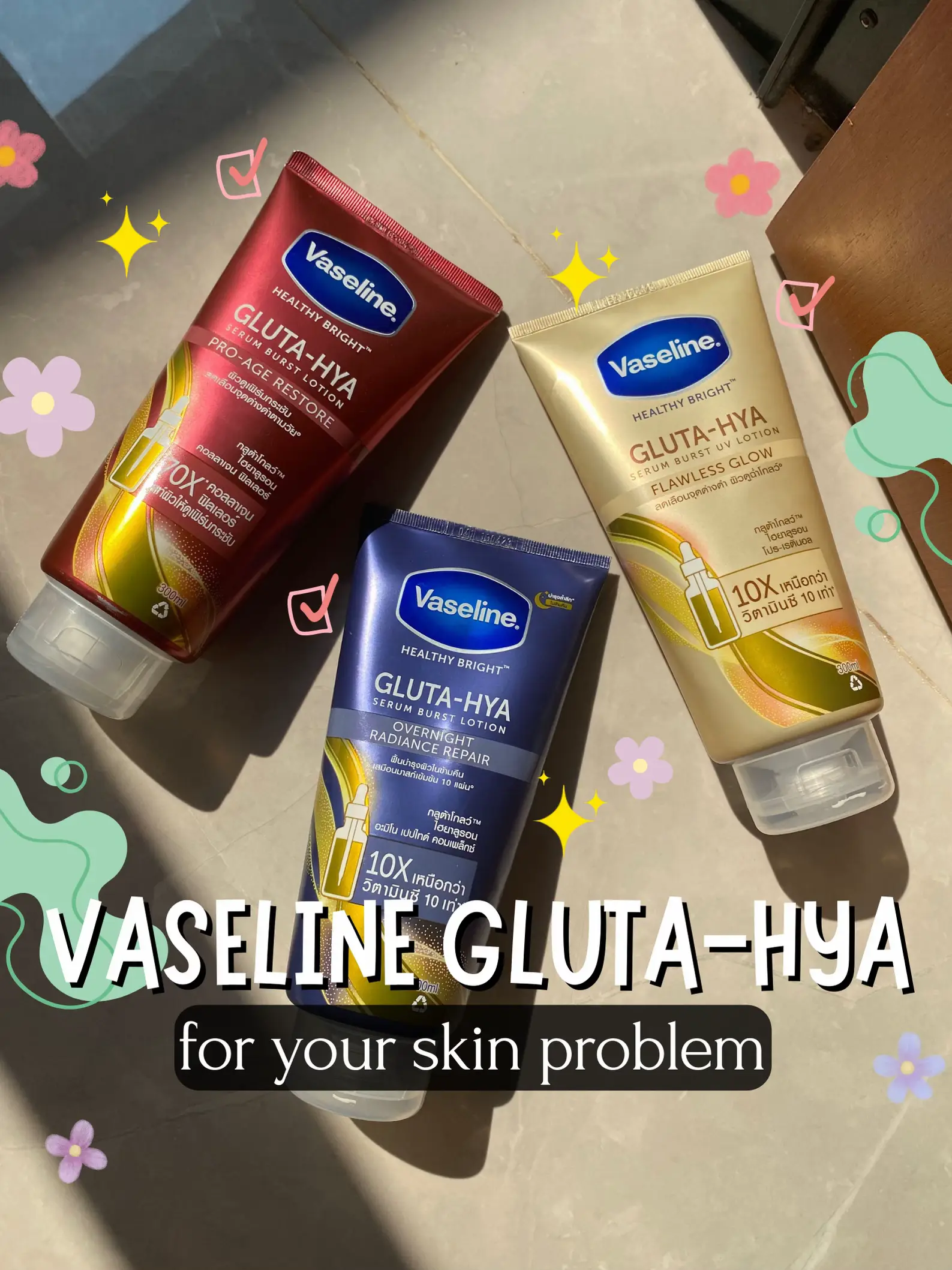 Vaseline Gluta-Hya Serum Burst UV Lotion Flawless Glow 300ml