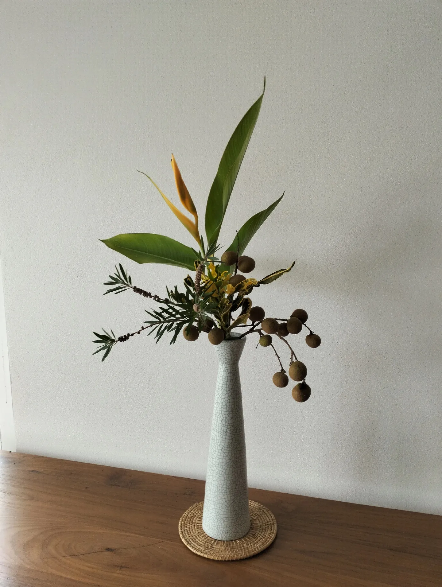 ハンドメイドパンフラワーパンアートトルコ桔梗フラワーアレンジ花瓶付き