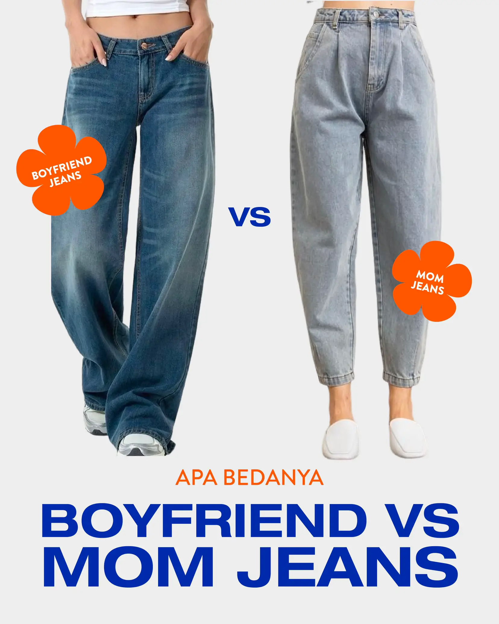 perbedaan baggy jeans dan high waist