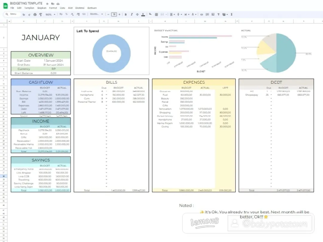 Template Budgeting Gratis Pencarian Lemon8
