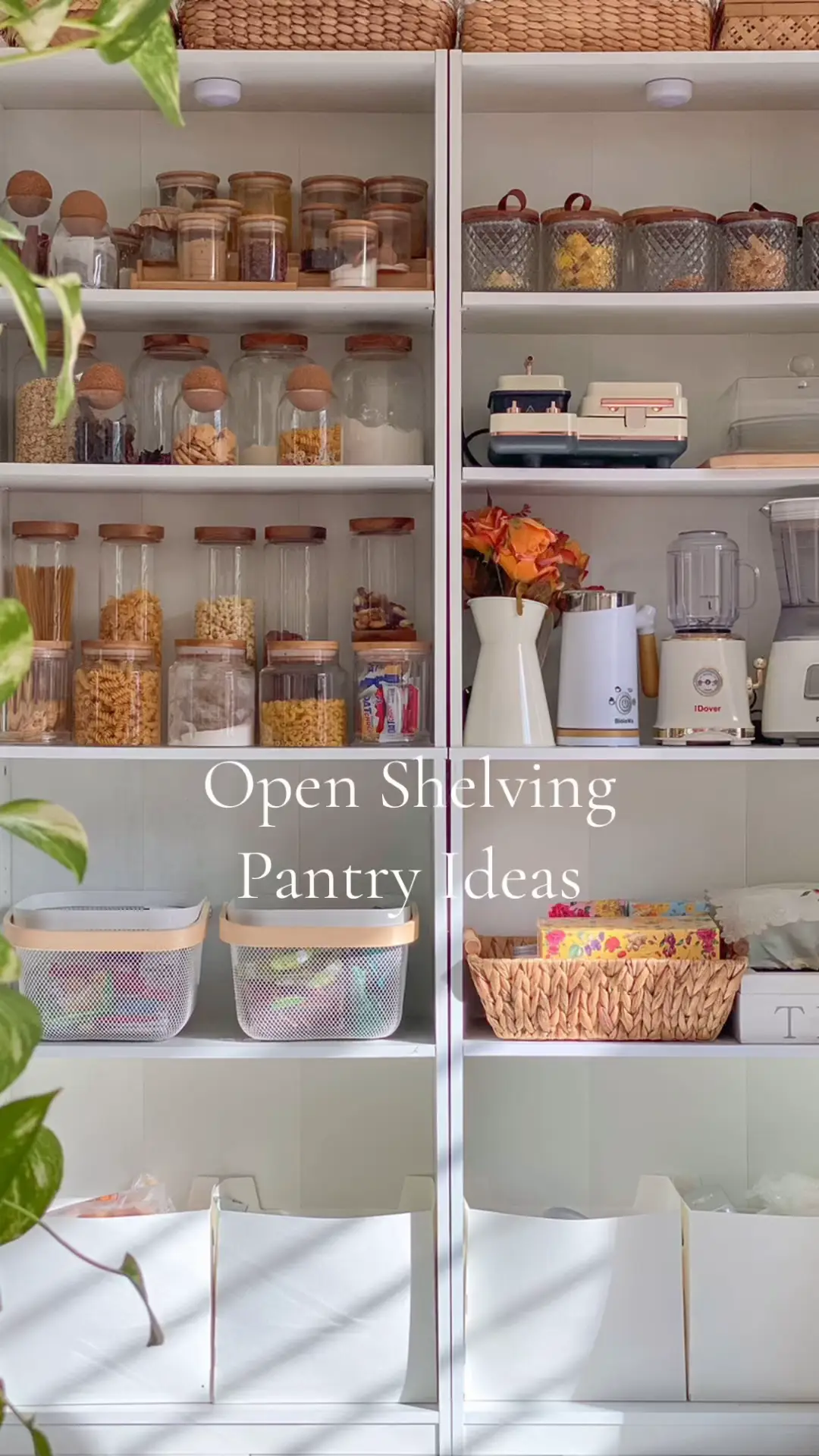 Organizing Open Shelves  Open kitchen shelves, Pantry shelving
