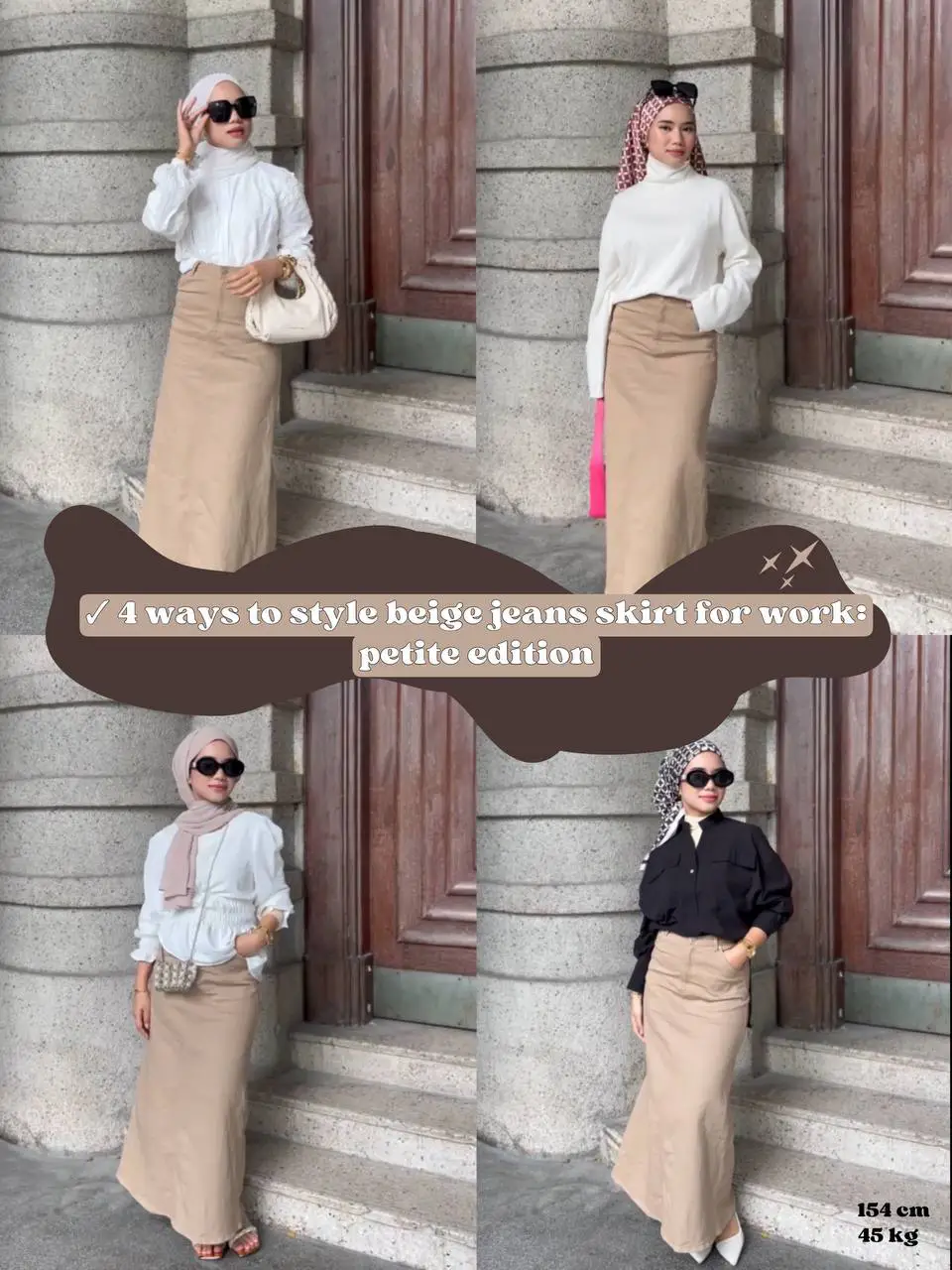 Beige skirt for work best sale