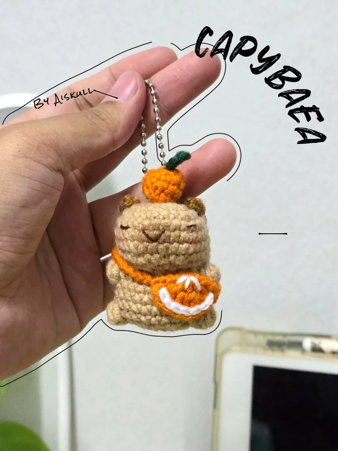 カピバラちゃん 編みぐるみ ぬいぐるみ☆キーホルダー☆カピバラ