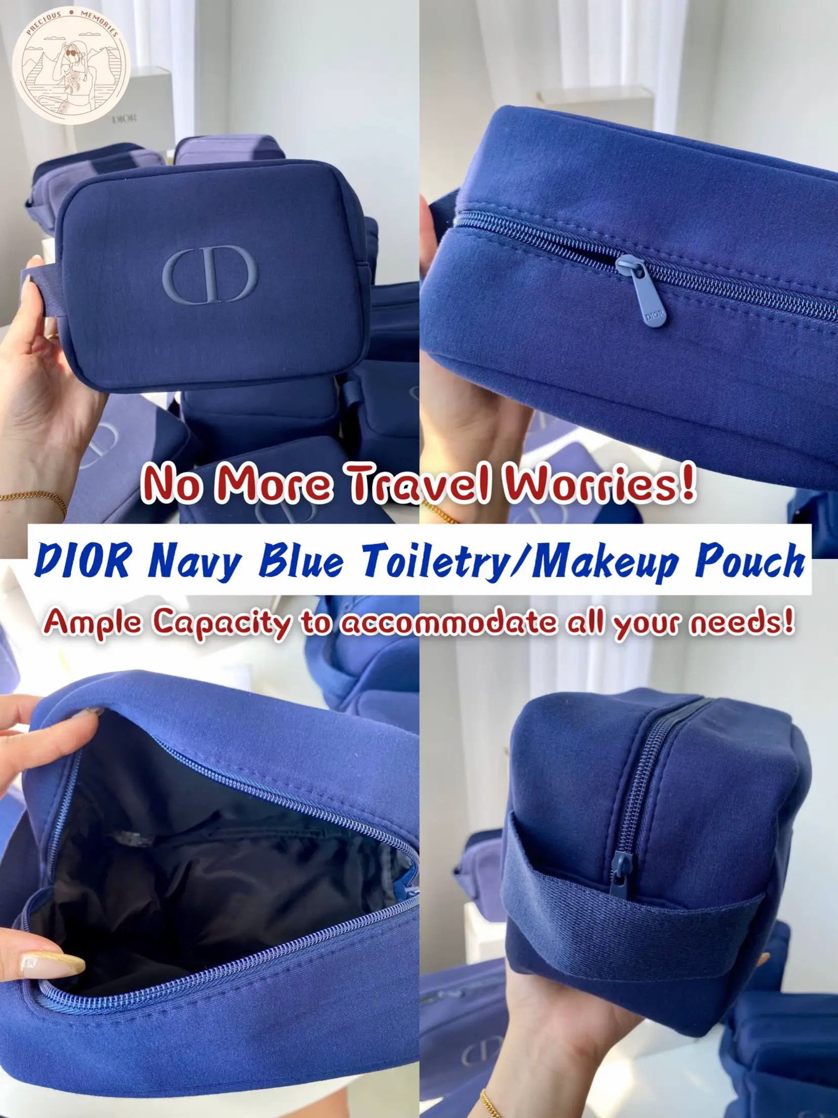 Dior Blue Oblique Velvet Cosmetic Pouch