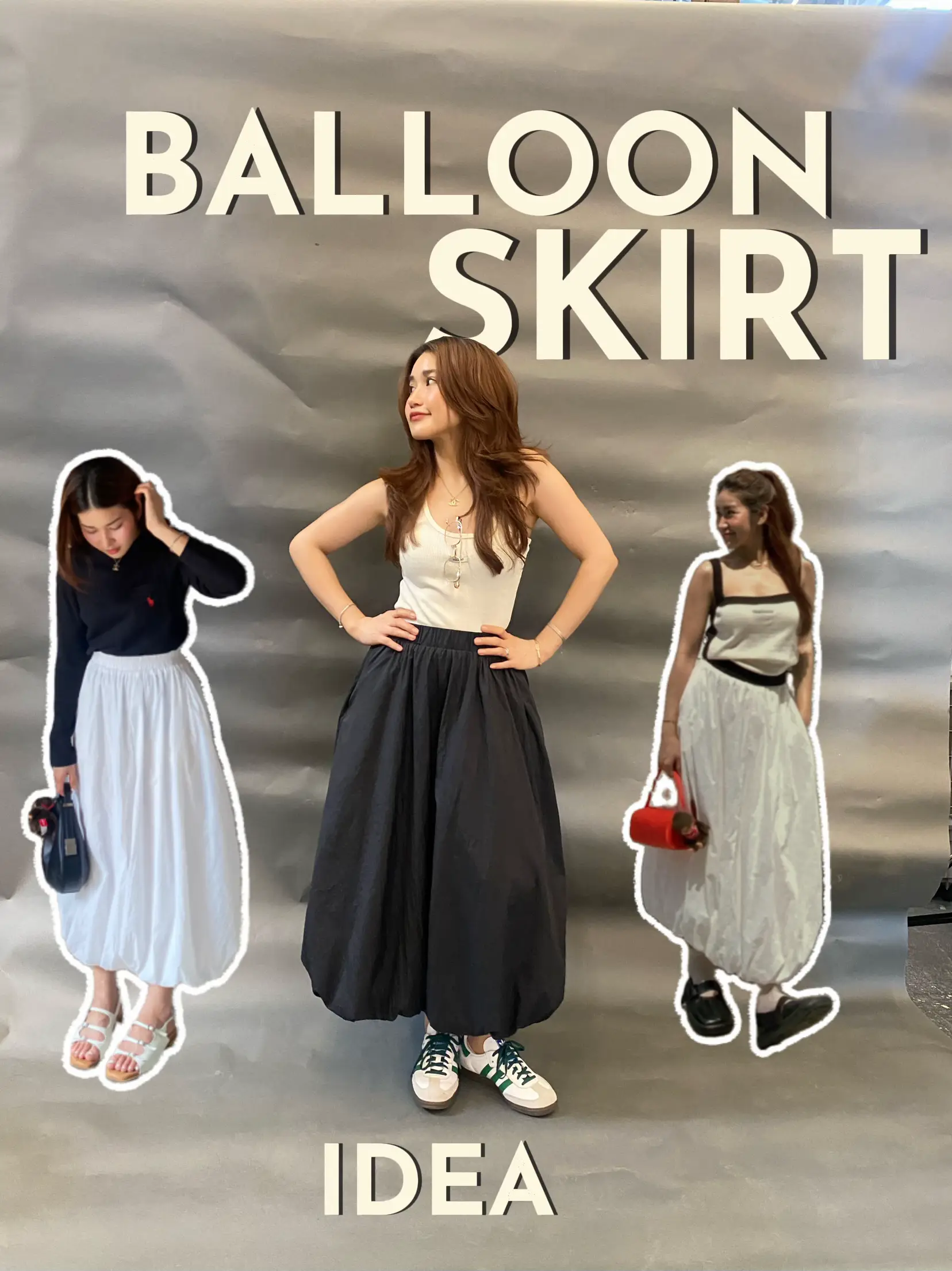 Balloon skirt two piece set brown