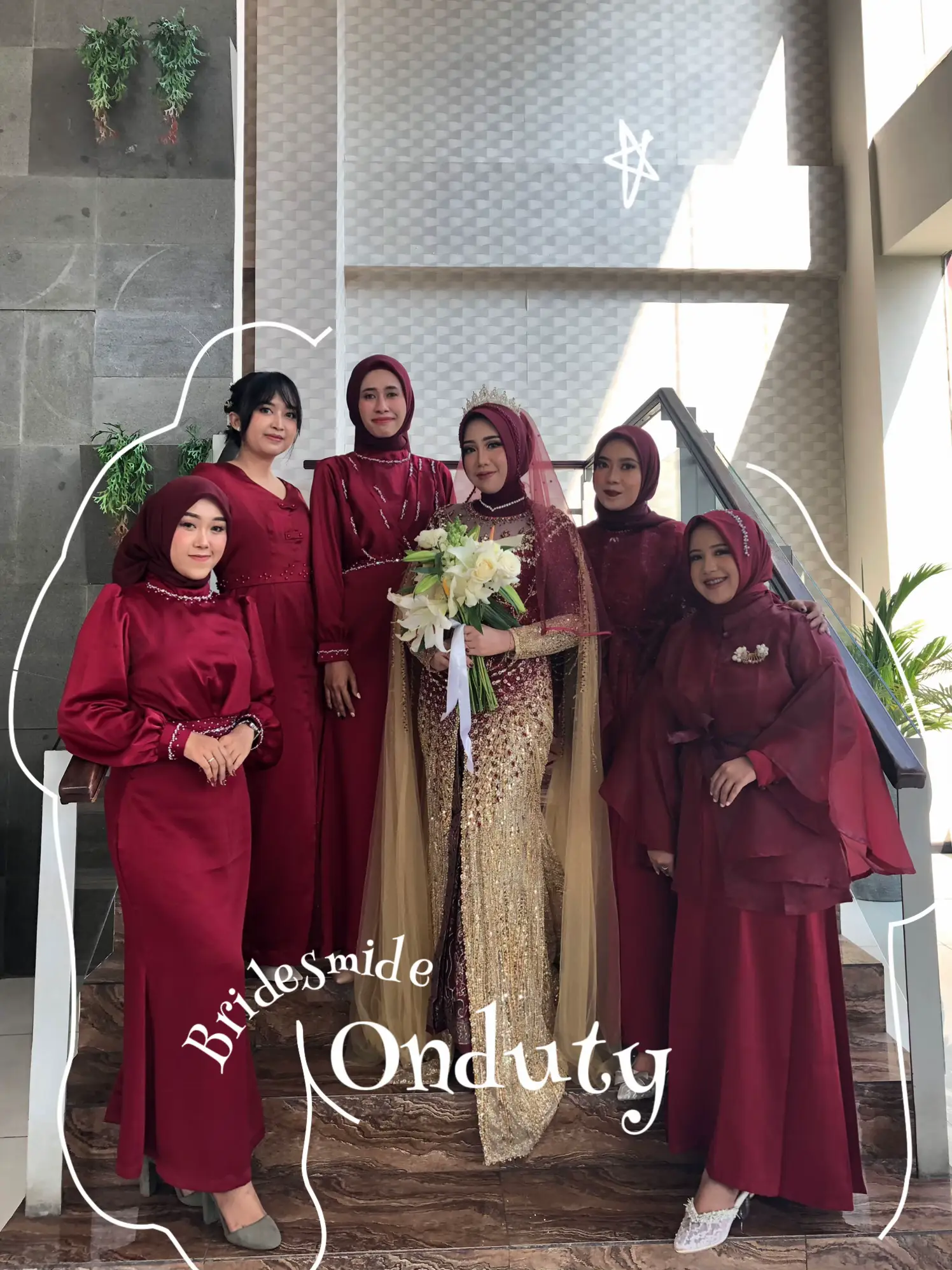 Bridesmaid deals maroon hijab