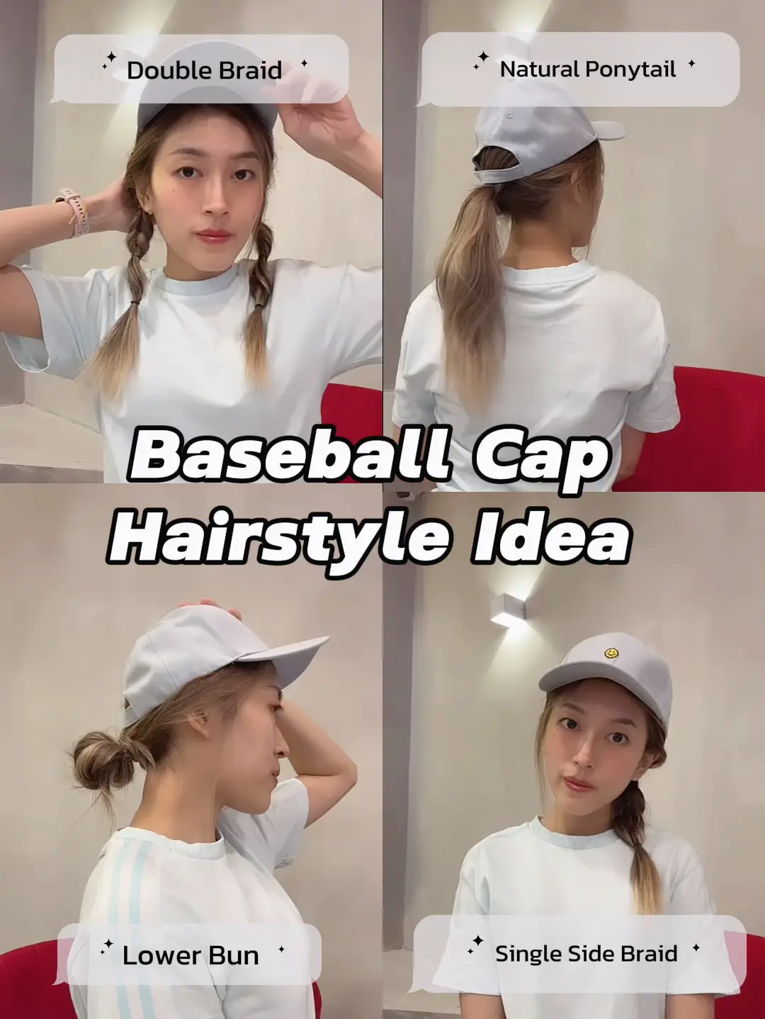 🧢 Baseball Cap Hairstyle Idea💛 วิดีโอที่เผยแพร่โดย jybb Lemon8
