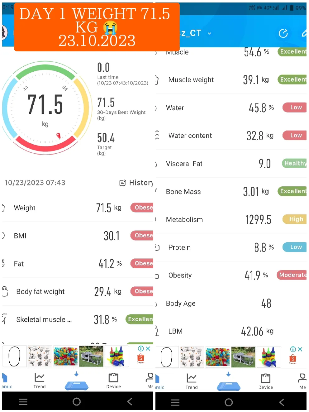 DAY 1 WEIGHT 71.5 KG 😭23.10.2023 | Galeri disiarkan oleh CikguCt | Lemon8