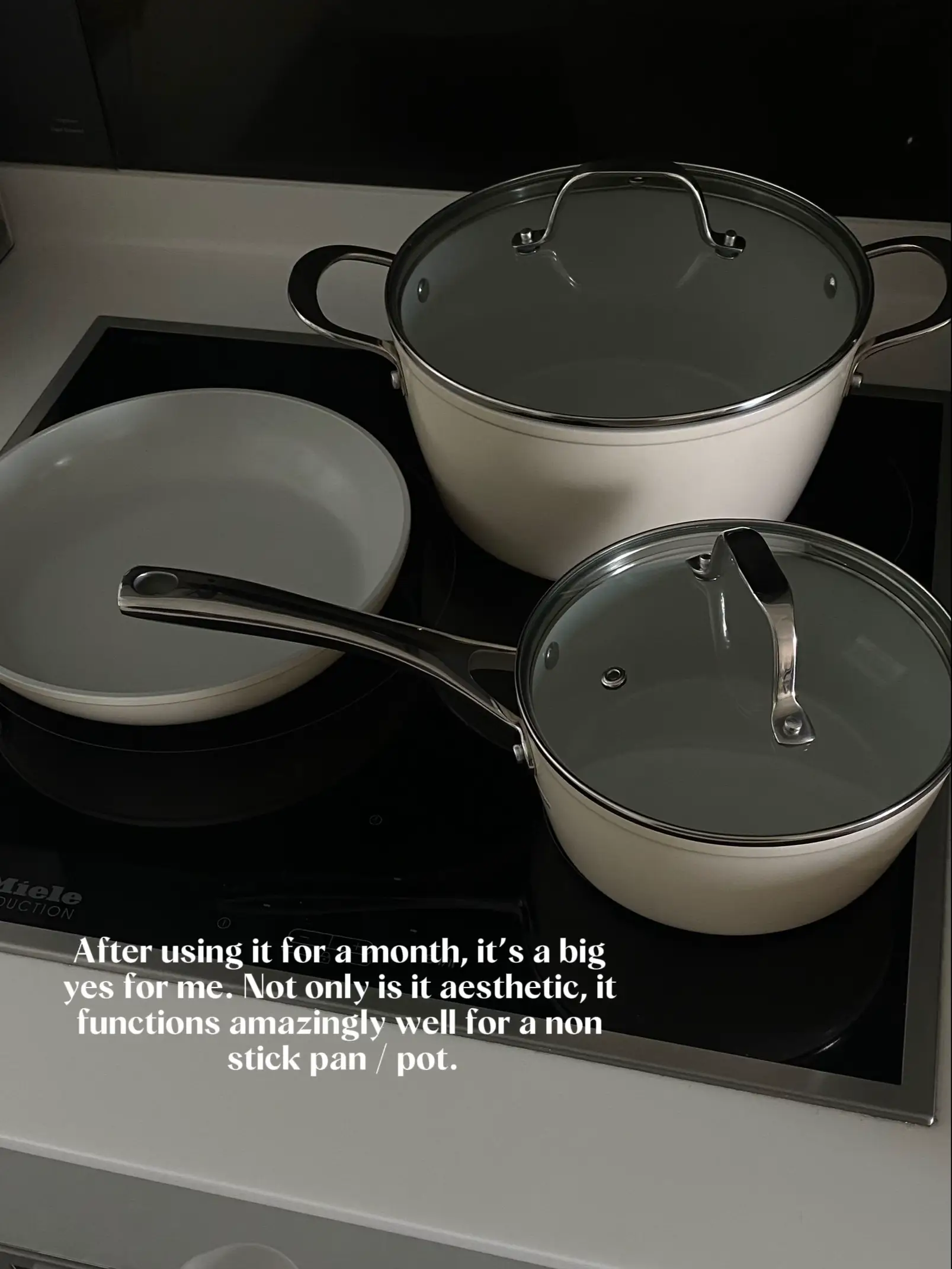 Cream aesthetic nonstick pots and pans!🍳 แกลเลอรีที่โพสต์โดย momorie