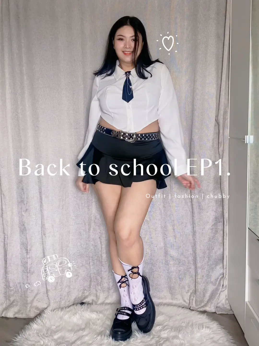 How to compose a plump girl version of the student look., Video published  by nnangfah